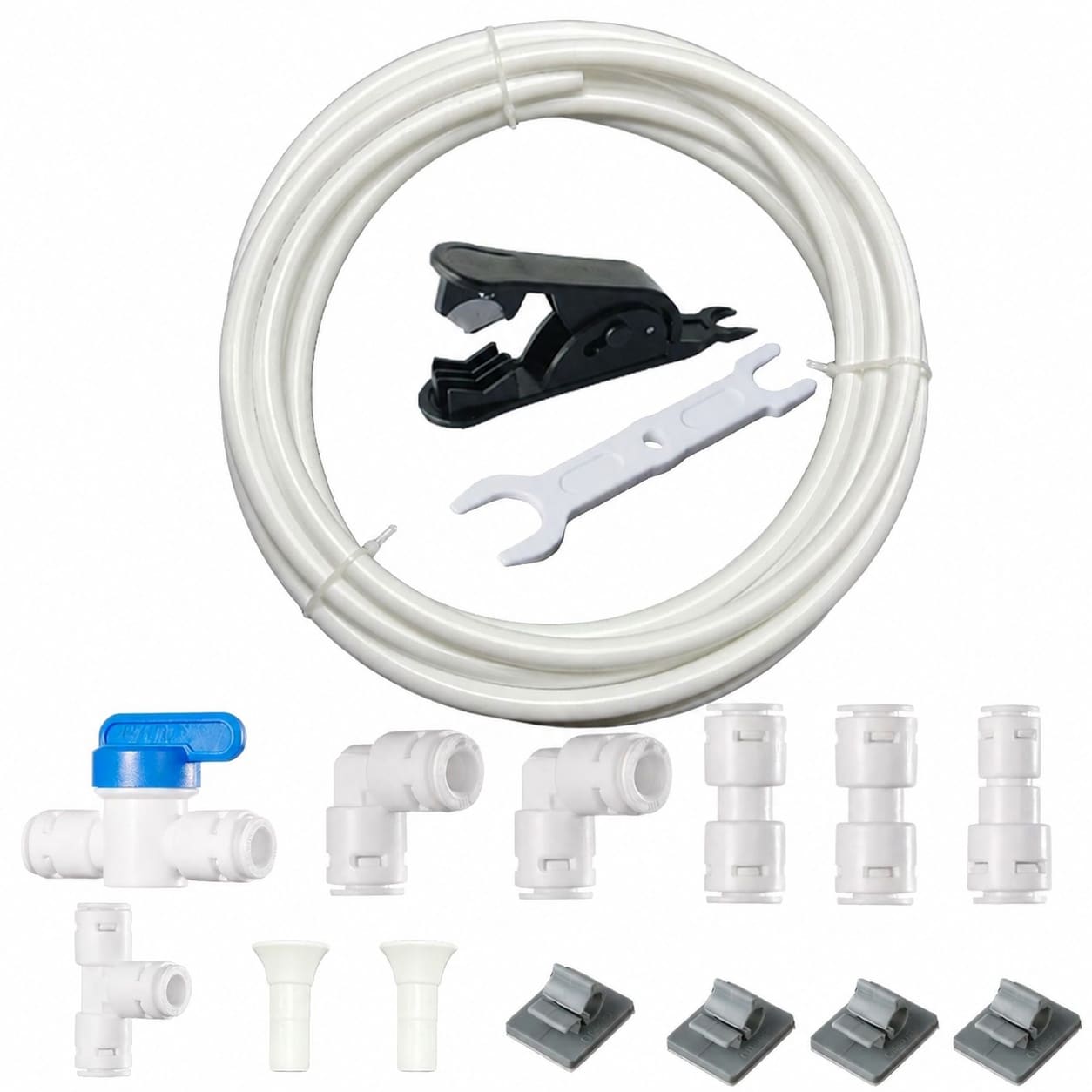 KHKFY KHKFY 16pcs 20ft 3 8 Water Line Kit Push to Connect Fittings Ball Valve Tee Elbow Adapter Tube Cutter for Reverse Osmosis System Refrigerator
