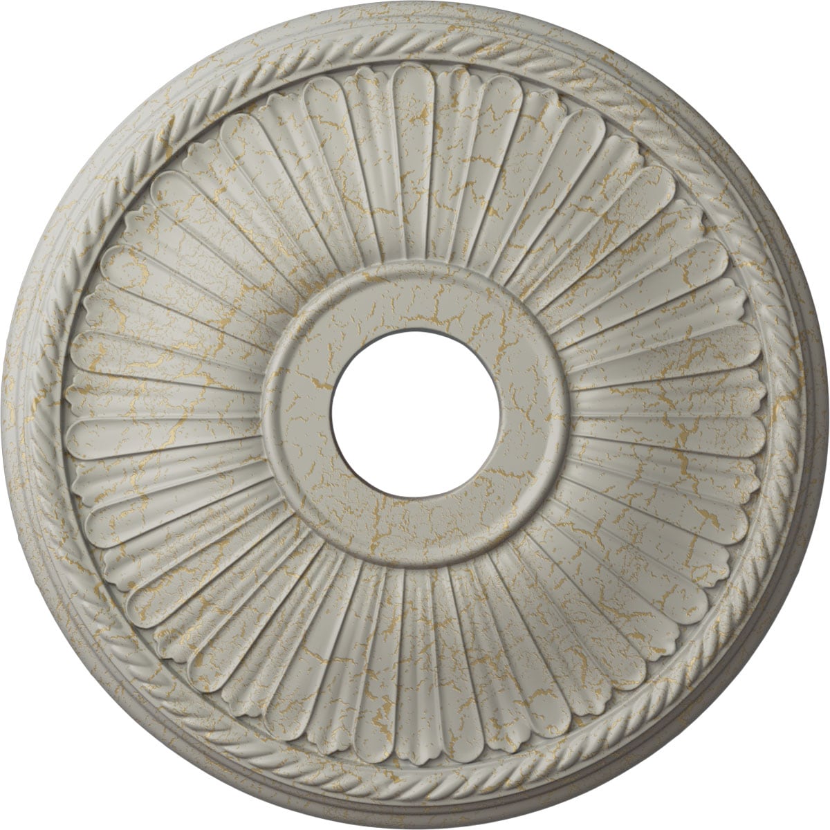 Ekena Millwork CM20BE1PCC Berkshire 20.125-in W x 20.125-in L Painted Pot Of Cream Crackle Polyurethane Whole Ceiling Medallion