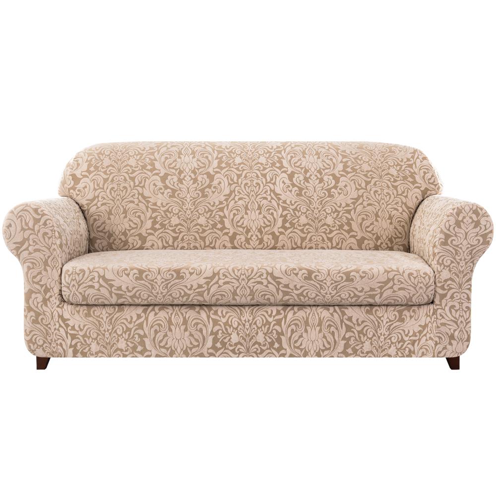 Subrtex SBTDTHSFT222 Damask Oatmeal Jacquard Loveseat Slipcover 70-Inches W x 41-Inches H x 42-Inches D