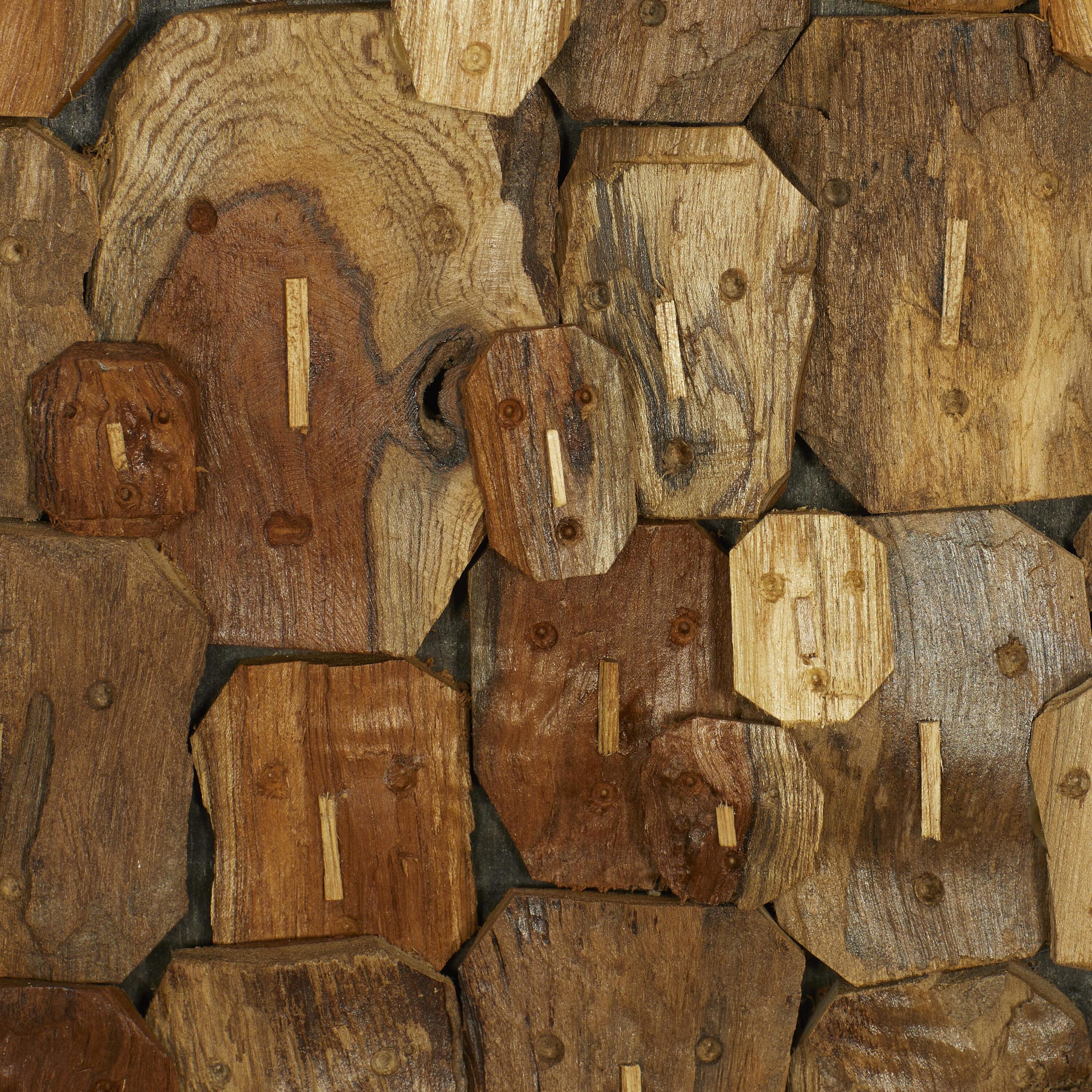 Rustic Brown Teak Wood Handmade Carved Faces Wall Decor