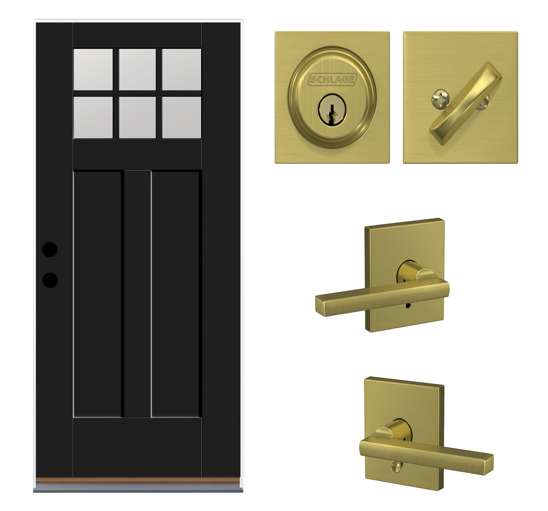 Schlage FC59LAT608COL Satin Brass Custom Latitude Single Cylinder Sectional  Interior Pack with Collins Rose 