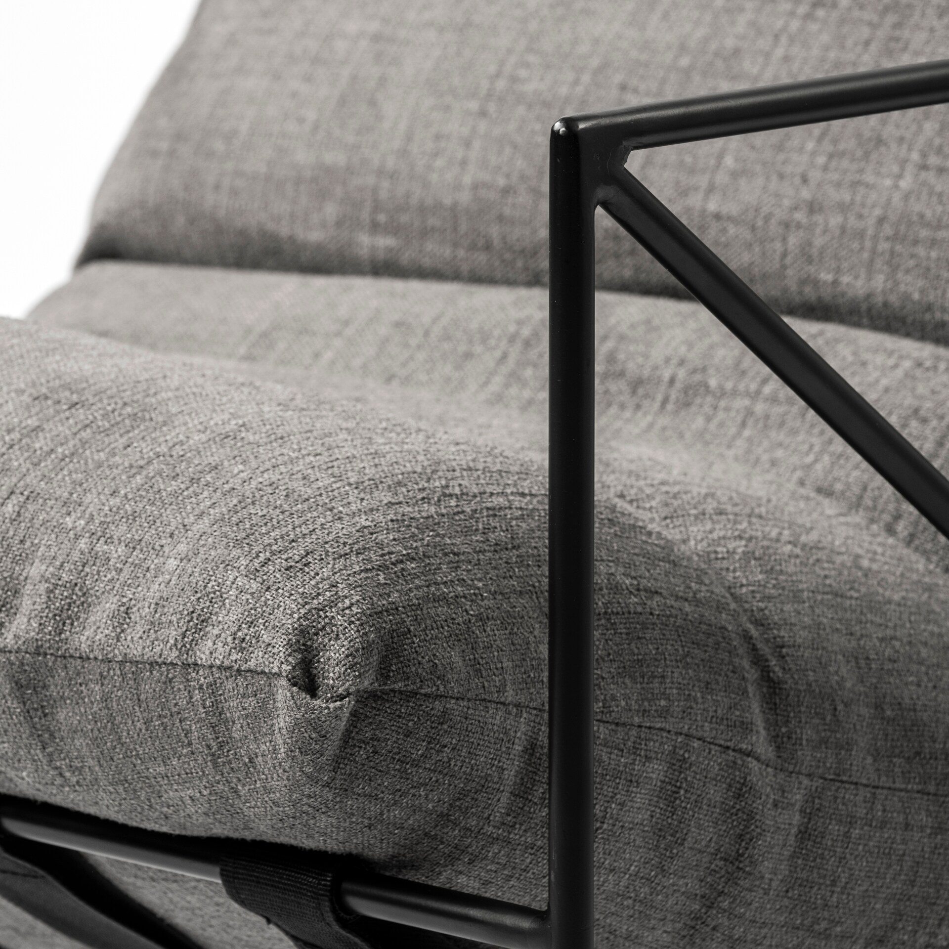 Leonidas Gray Fabric and Black Metal Accent Chair