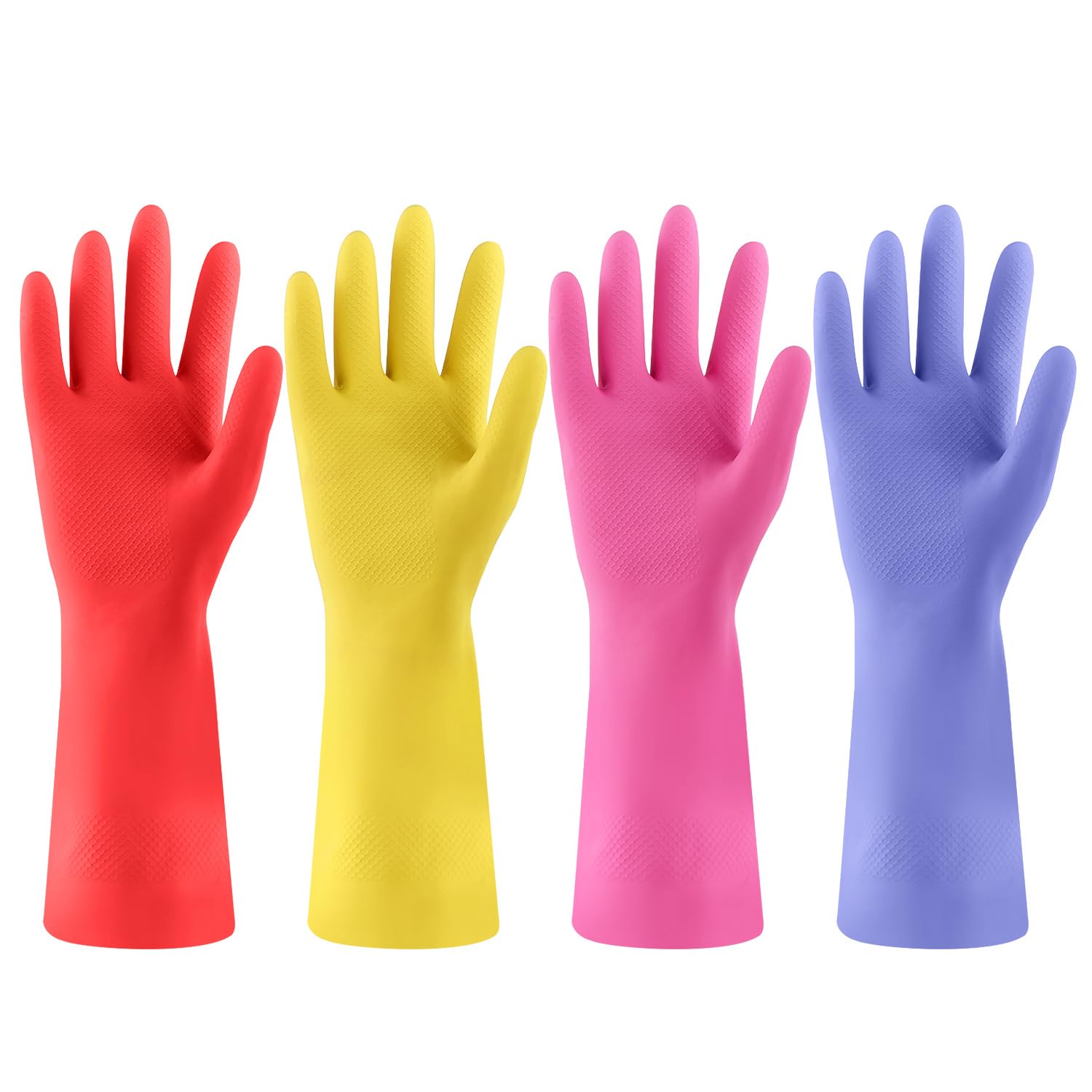 DYRCJ  Rubber Cleaning Gloves for Dishwashing 4 Pairs Reusable Kitchen Gloves for Household Cleaning Tasks XL Colorful durable home and garden