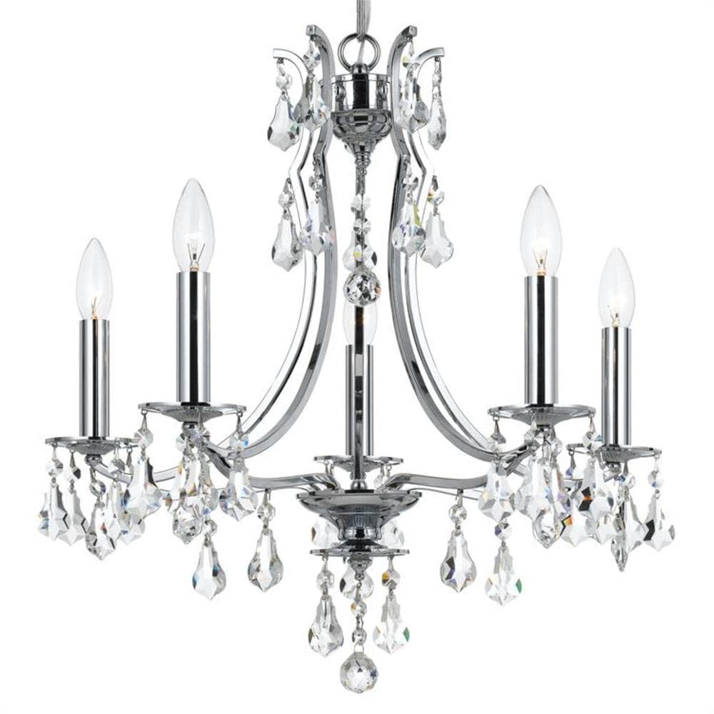 Crystorama 5935-CH-CL-S Cedar 5 -Light Polished Chrome Transitional Crystal For Use in Bedrooms, Dining Rooms, Foyers, Kitchens, Living Rooms Chandelier