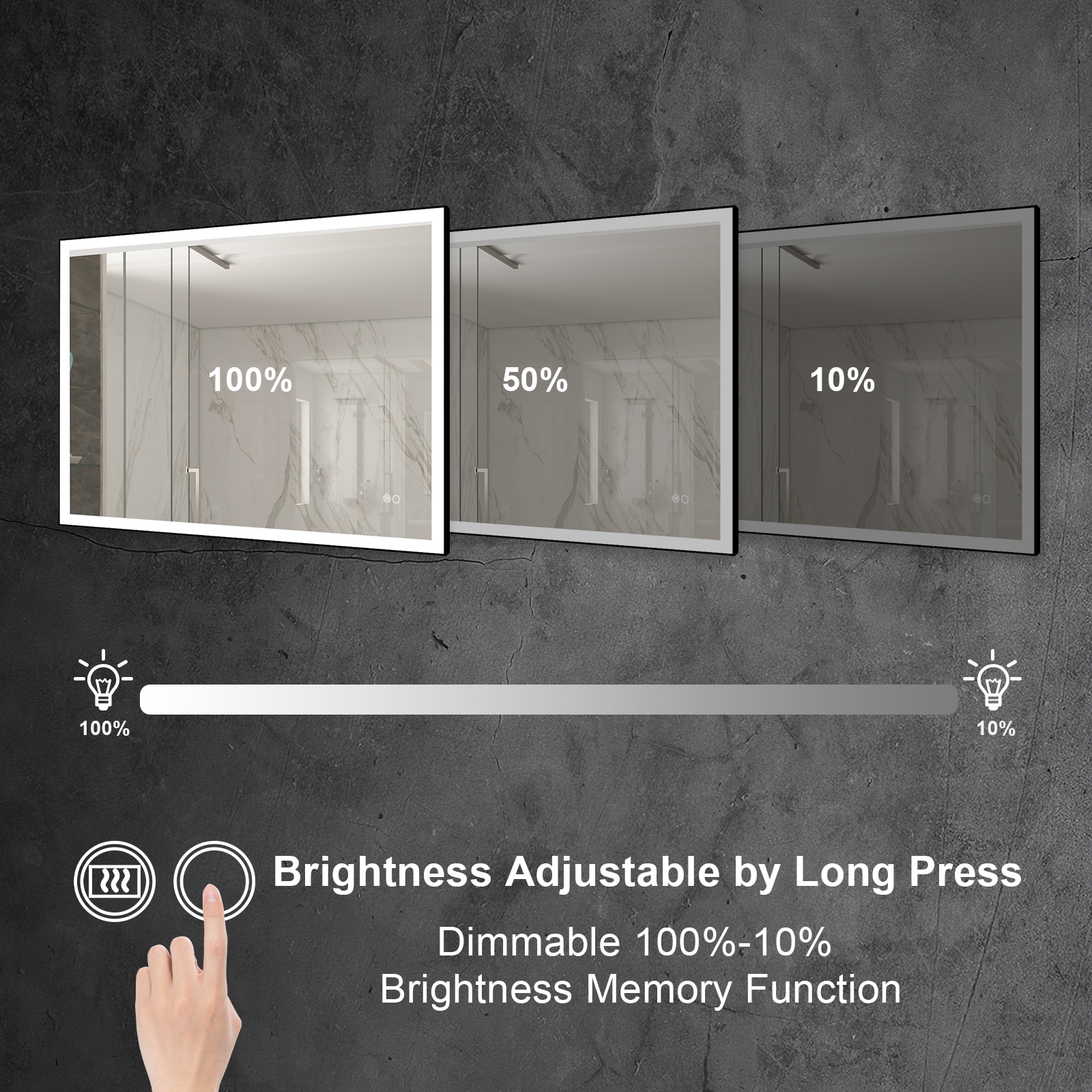WELLFOR W5 Bathroom Mirrors 48-in x 36-in Framed Dimmable Lighted Fog ...
