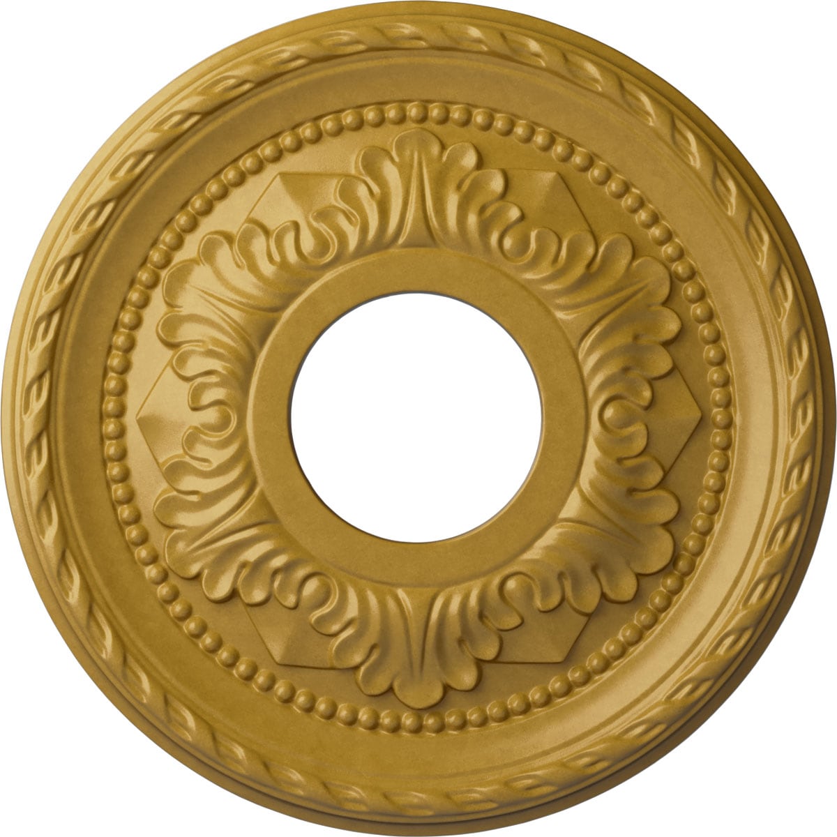 Ekena Millwork CM12PMIGS Palmetto 12.125-in W x 12.125-in L Painted Iridescent Gold Polyurethane Whole Ceiling Medallion