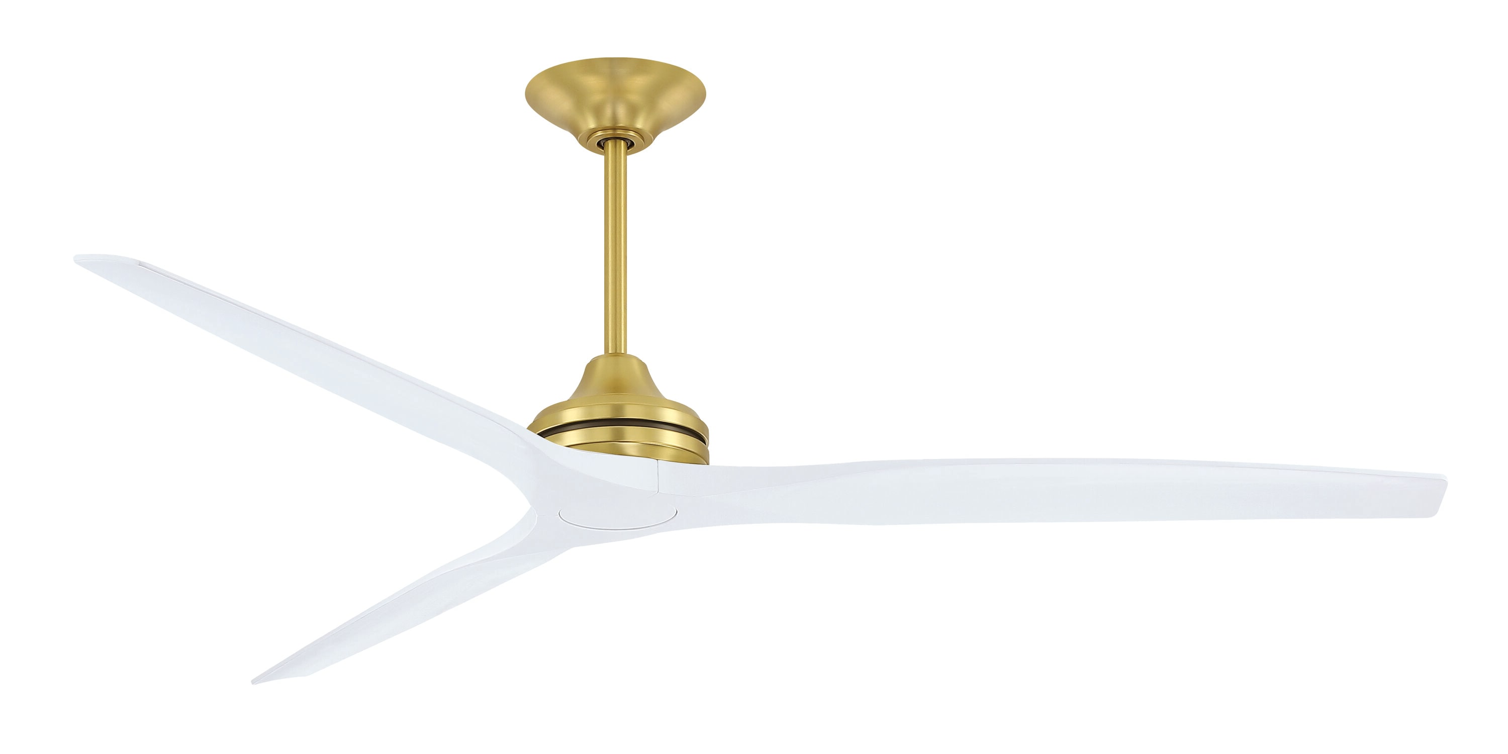 Fanimation FPD6721BBS-72MW Spitfire 72-in Outdoor Smart Brushed Satin Brass with Matte White Blades Propeller Ceiling Fan Light Kit Compatible - Remote Included ( 3 -Blade )