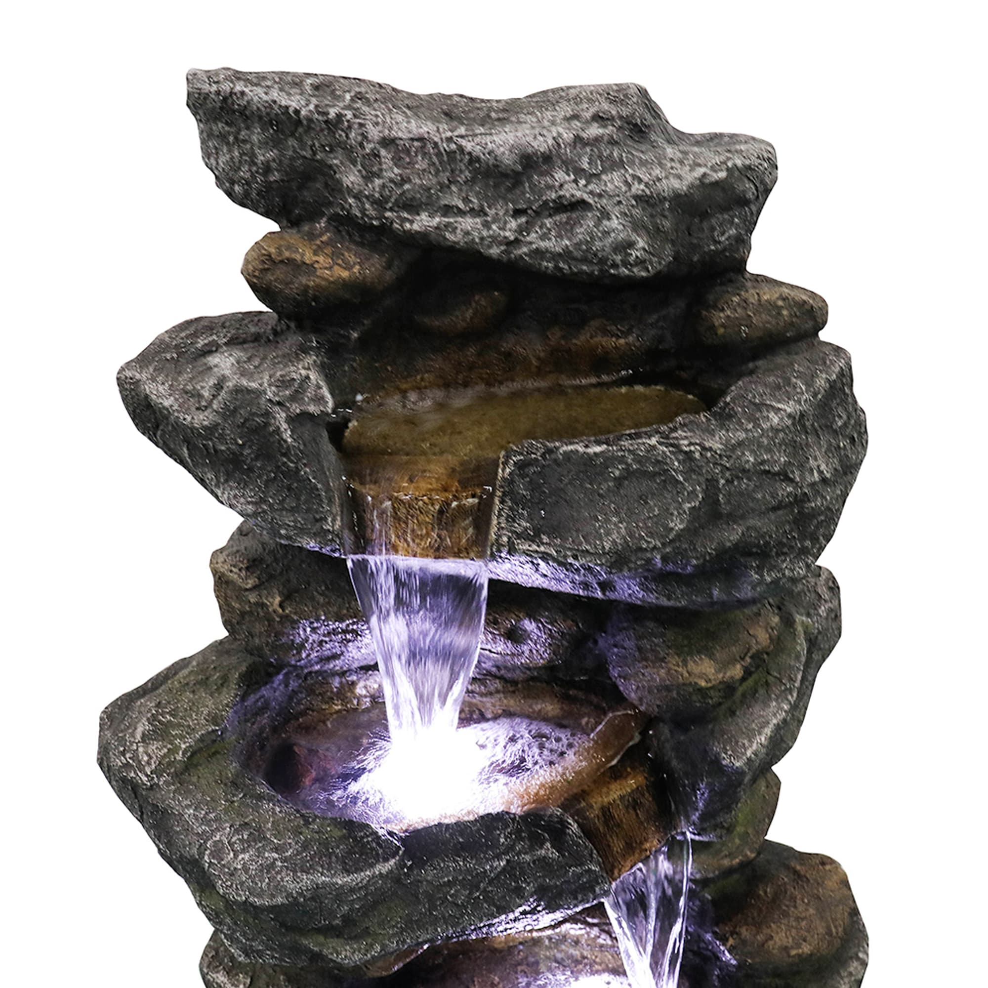 Watnature 40-in H Resin Water Rock Waterfall Outdoor Fountain Pump ...