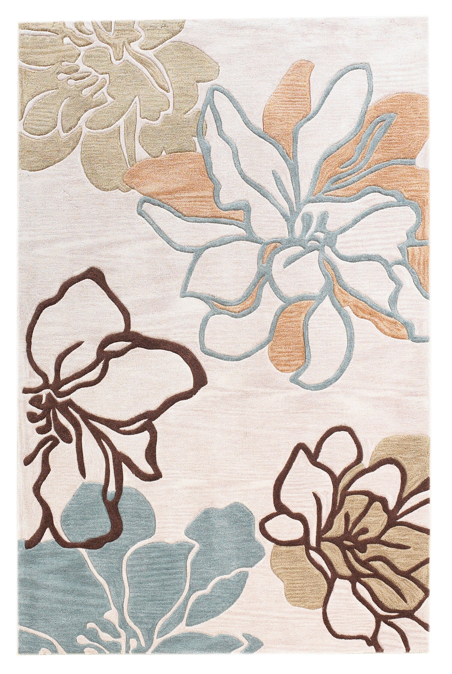 Linon RUG-TASD0723 Trio 2 X 3 (ft) Beige Indoor Floral/Botanical Area Rug