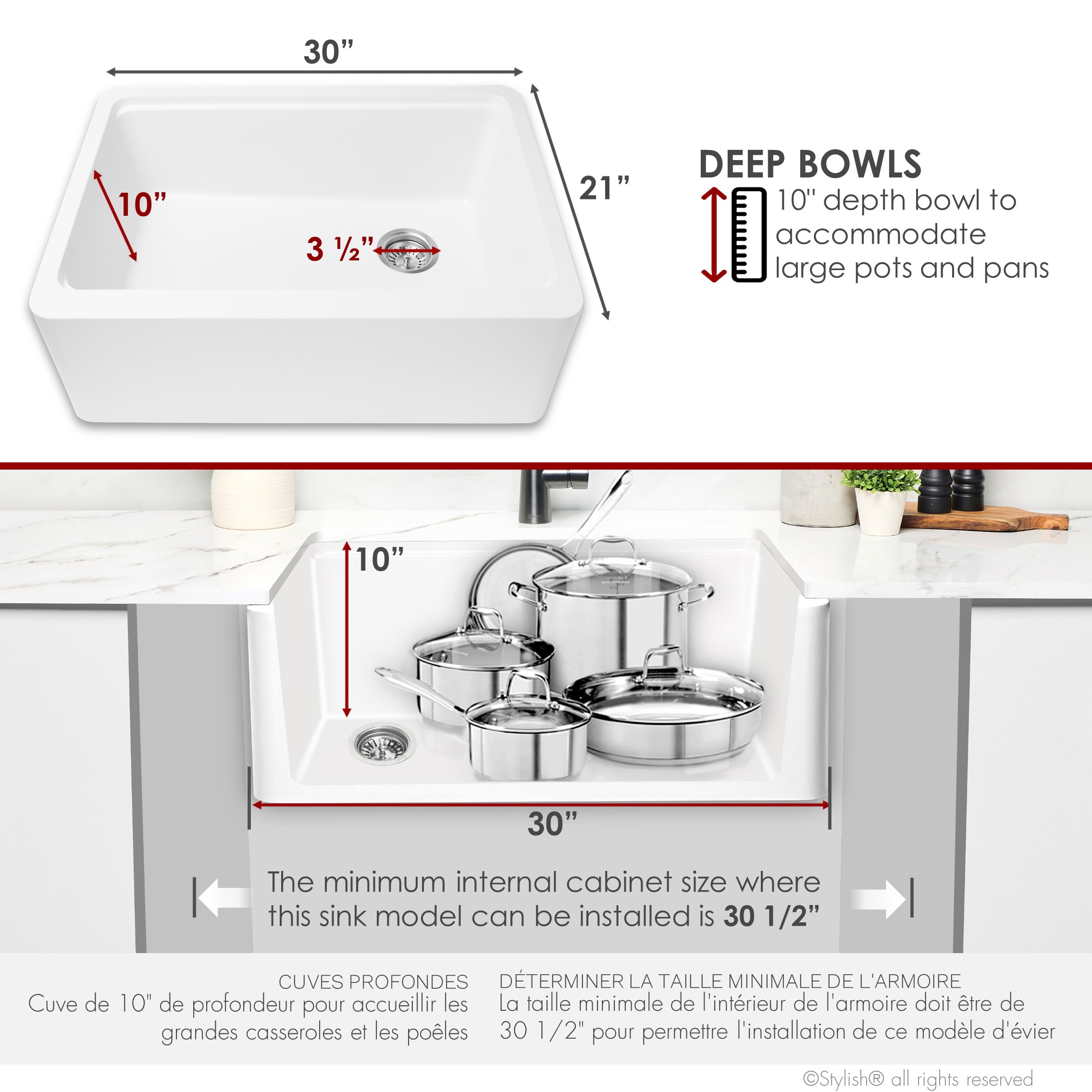 Stylish S-830WH Kitchen-Sinks - View #5