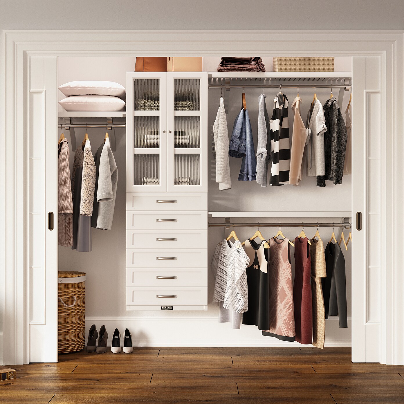 John Louis Home JLH-350SH-W-GD 4-Feet to 10-Feet W x 7-Feet H White Ventilated Shelving Wood Closet System
