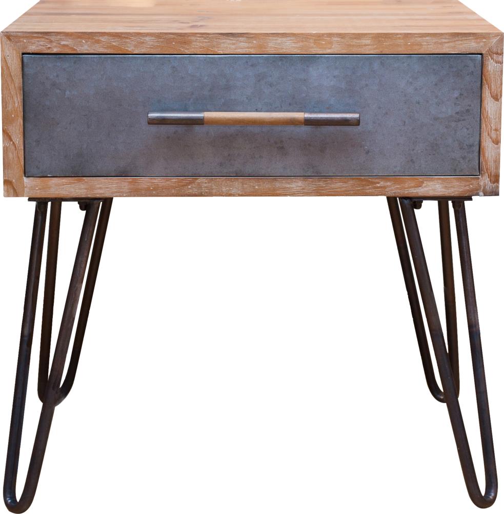 FirsTime 70011  and Co 24-in W x 24-in H Brown Wood Industrial End Table with Storage Assembly Required