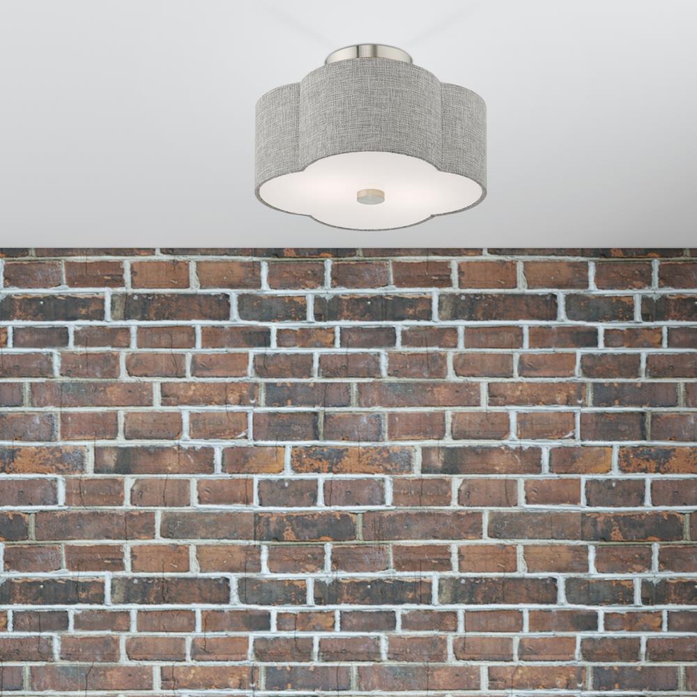 Kalmar Clover-Shaped Gray Drum Shade Ceiling Mount in Brushed Nickel