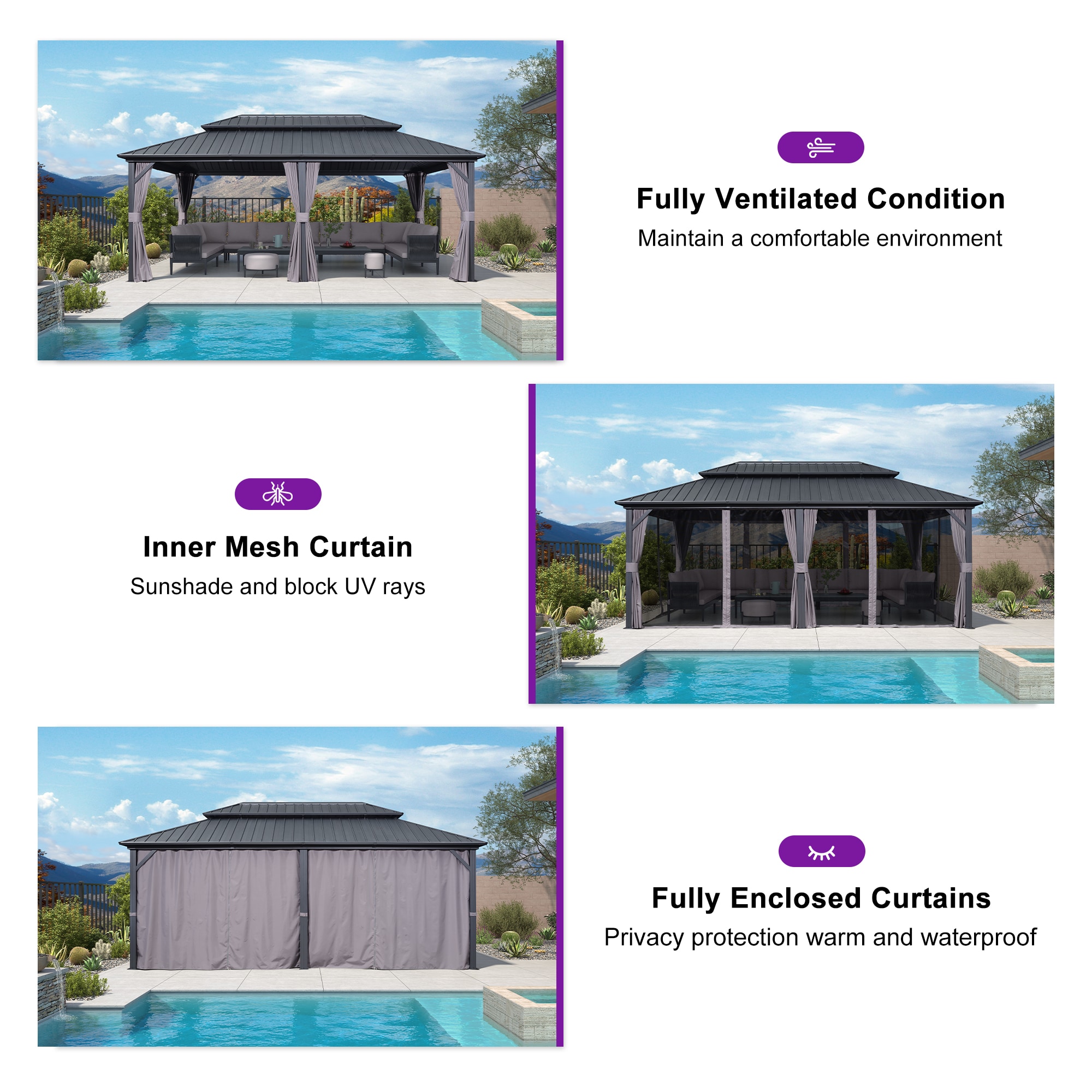 PURPLE LEAF LS04JJG1220 Wood-Resin-Gazebos - View #5