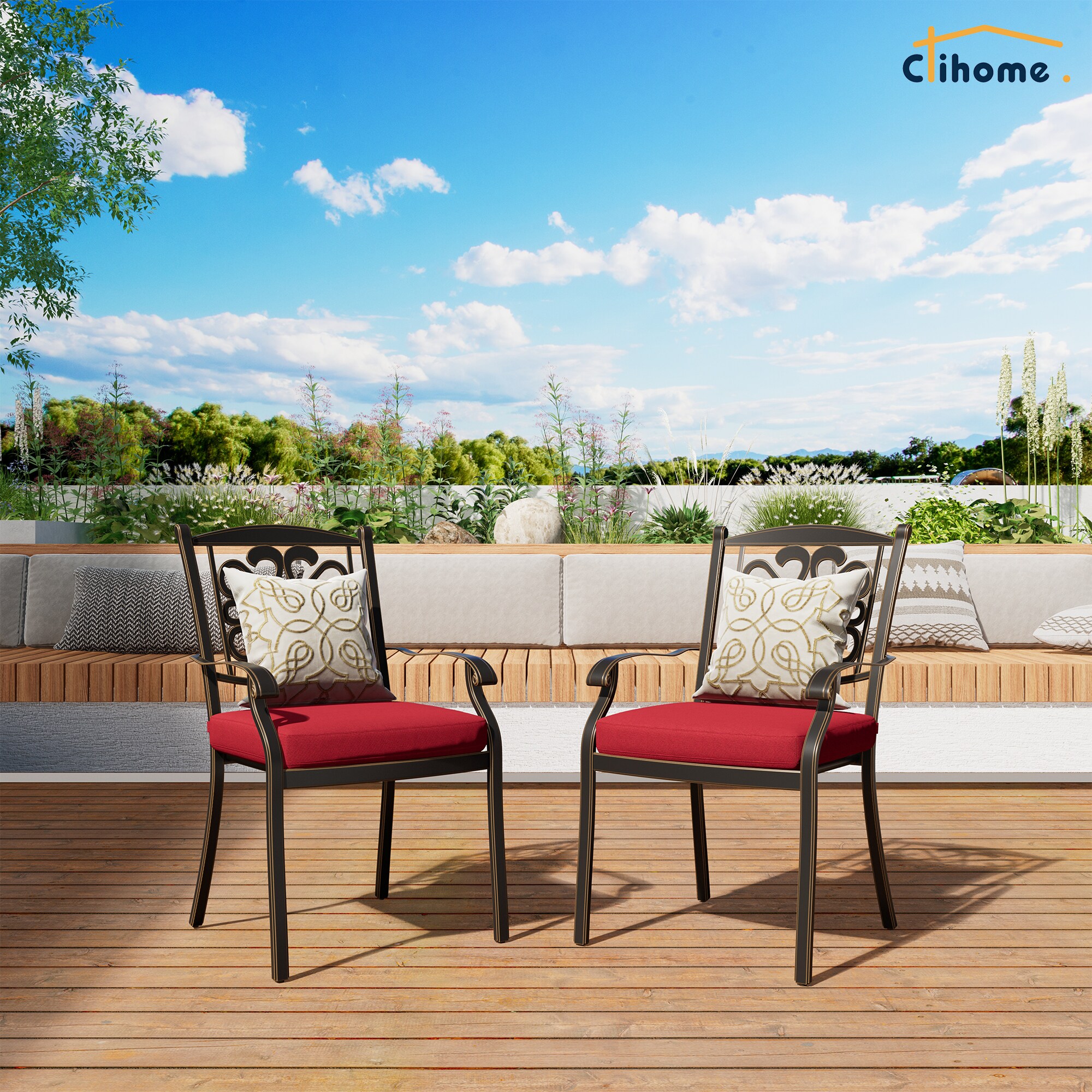 Clihome CLOD011026RD Patio-Chairs - View #2
