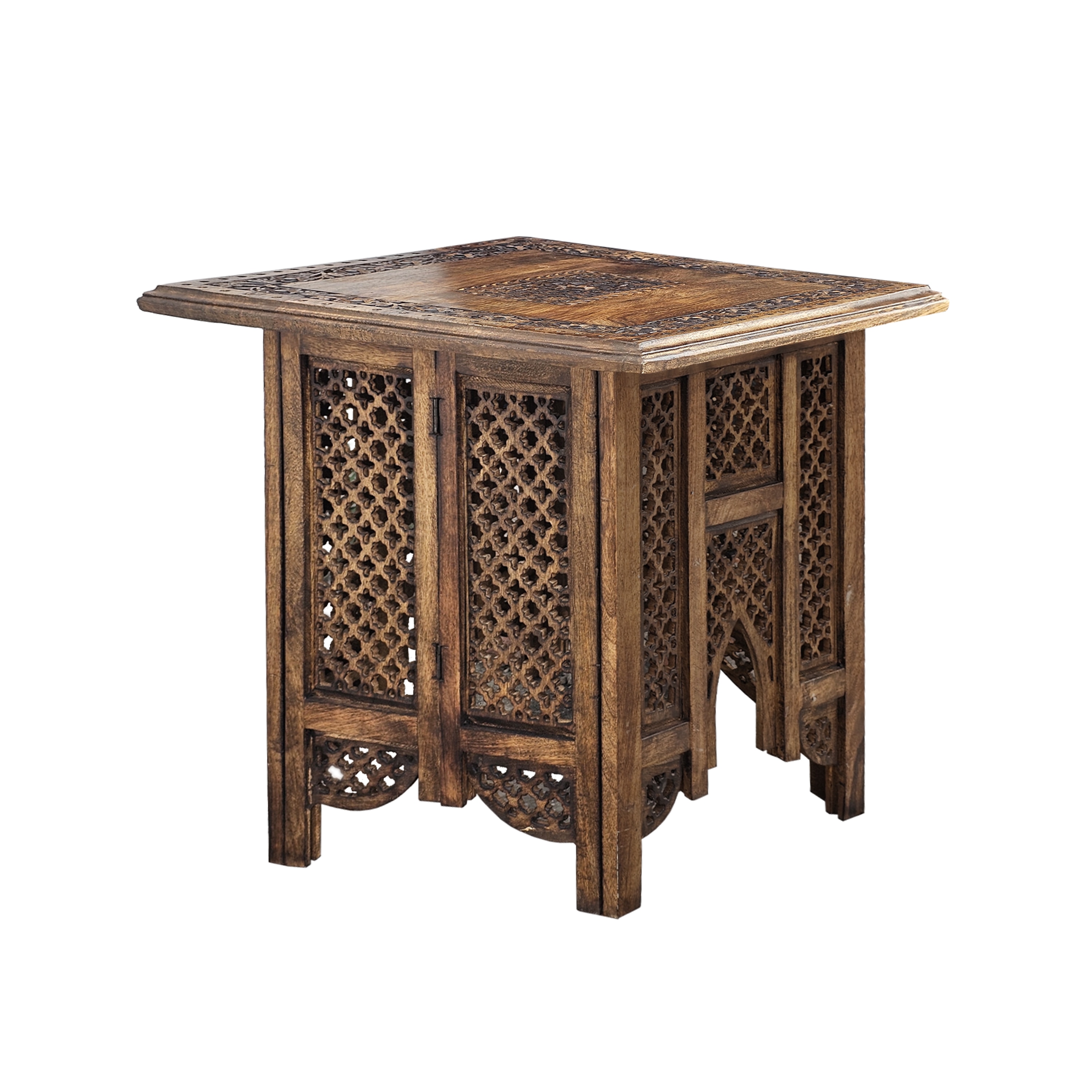 Benzara UPT-277206 21-in W x 21-in H Brown Wood Rectangular Modern End Table