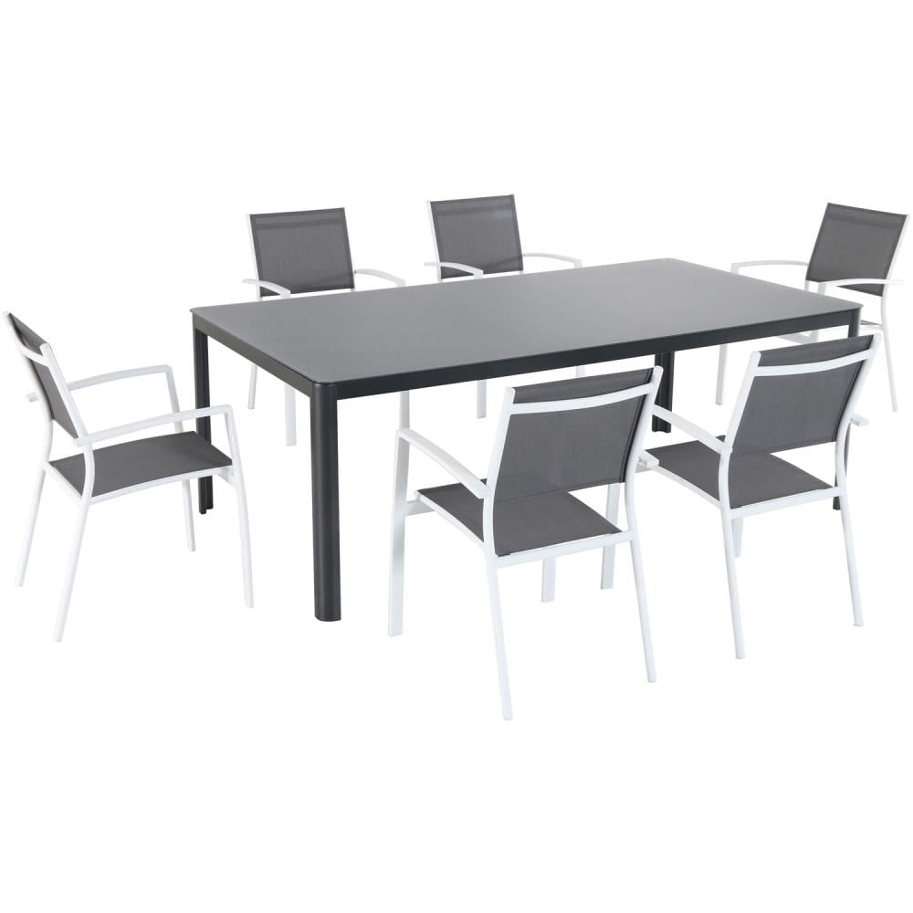 Hanover FRESDN7PC-WHT Fresno 7-Piece Gray Patio Dining Set