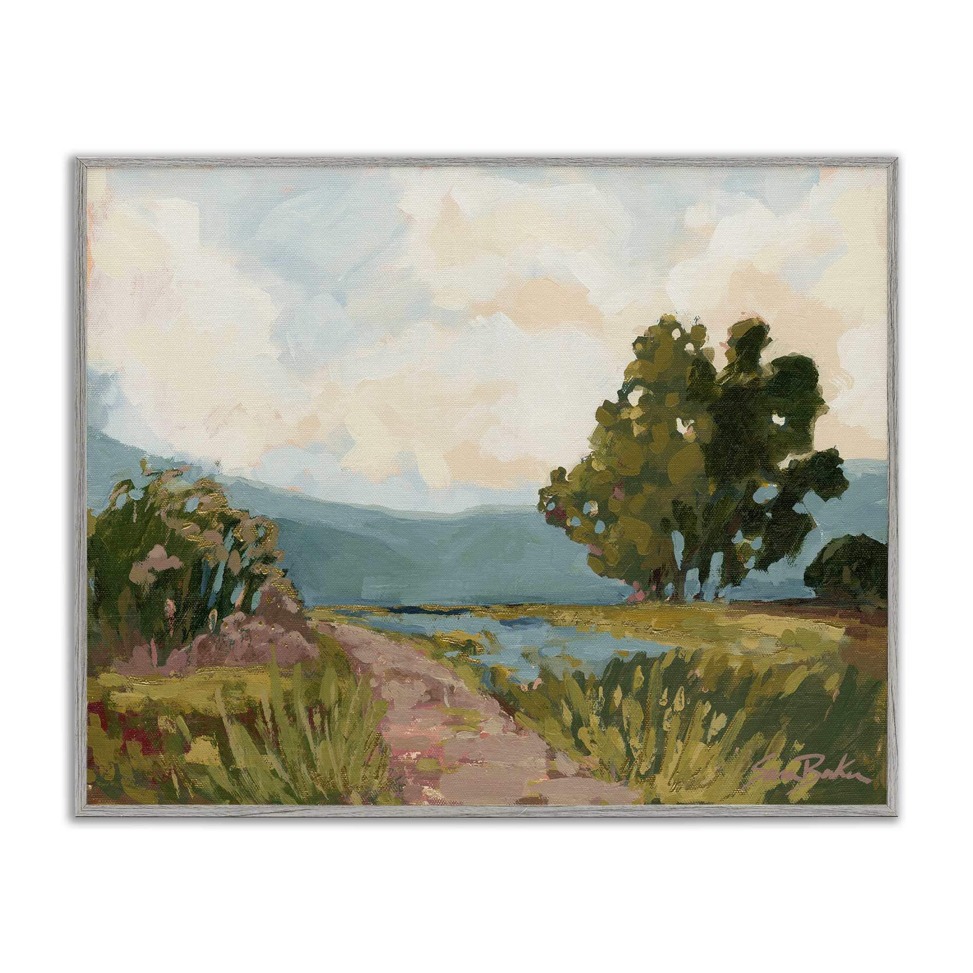 Stupell Industries BS-685-GFF-24X30 Path to Distant Countryside Gray Framed Giclee Art By Sara Baker 30 x 24