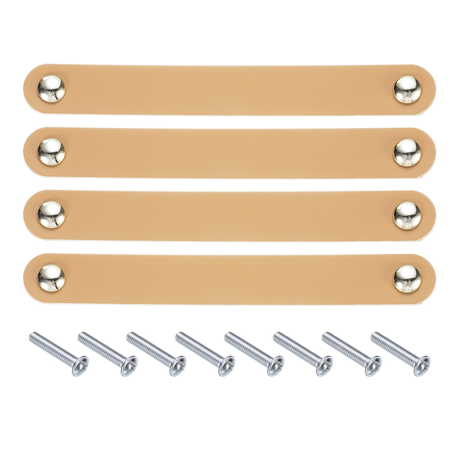 Unique Bargains 4pcs Leather Drawer Pulls Kitchen and Wardrobe Door Knobs Leather Pulls Dresser Handles with Screw for Bathroom Kitchen Bedroom Dresser Cupboard Beige #S25093000UX6250