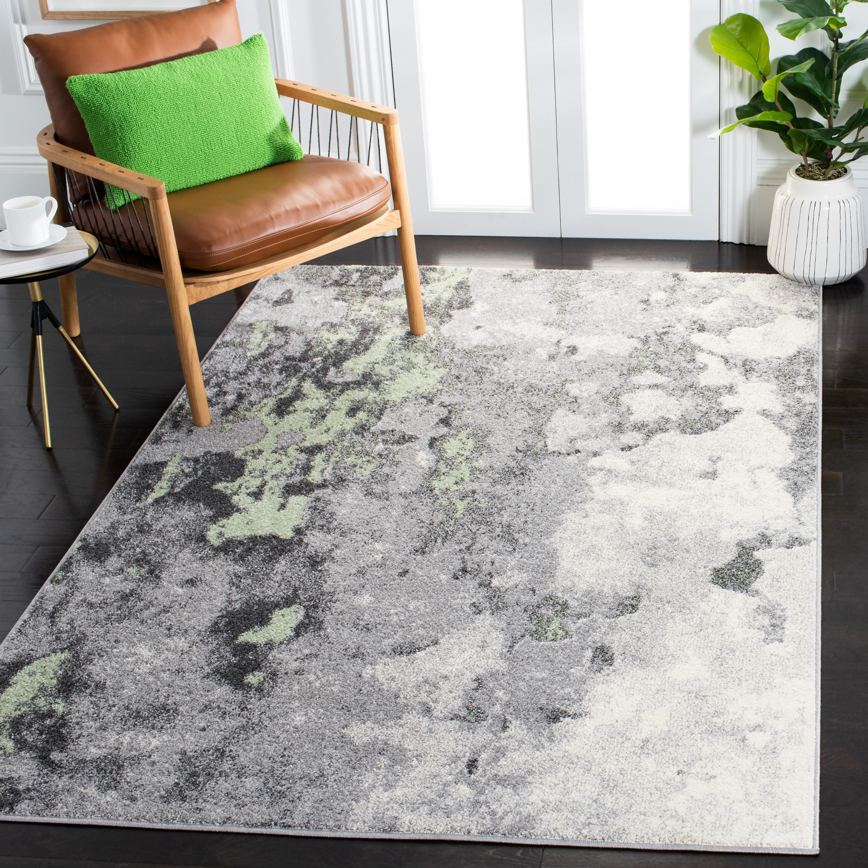 Safavieh ADR134F-24 Adirondack Alona 3 x 4 (ft) Loomed Polypropylene Green/Gray Rectangular Indoor Abstract Bohemian/Eclectic Throw rug