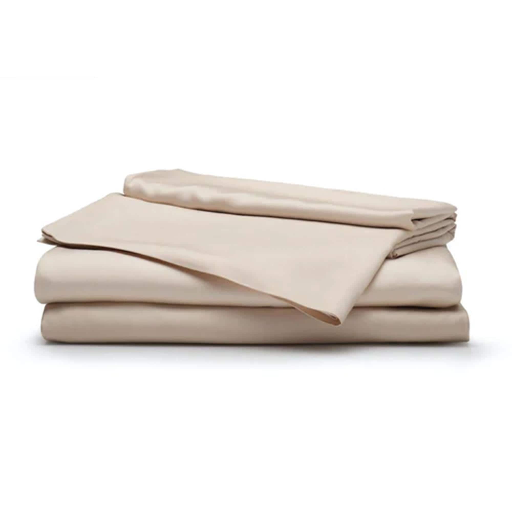 Sleepgram 326883 Viscose Fiber King Size Bed Sheet Set with Flat Sheet Fitted Sheet and 2 Pillowcases for Comfortable Nights Sleep Sand