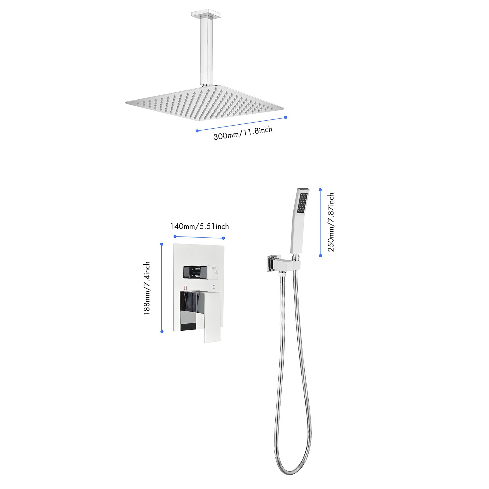 Fapully FA-T-1013C Showerhead-Bar-Panels - View #6