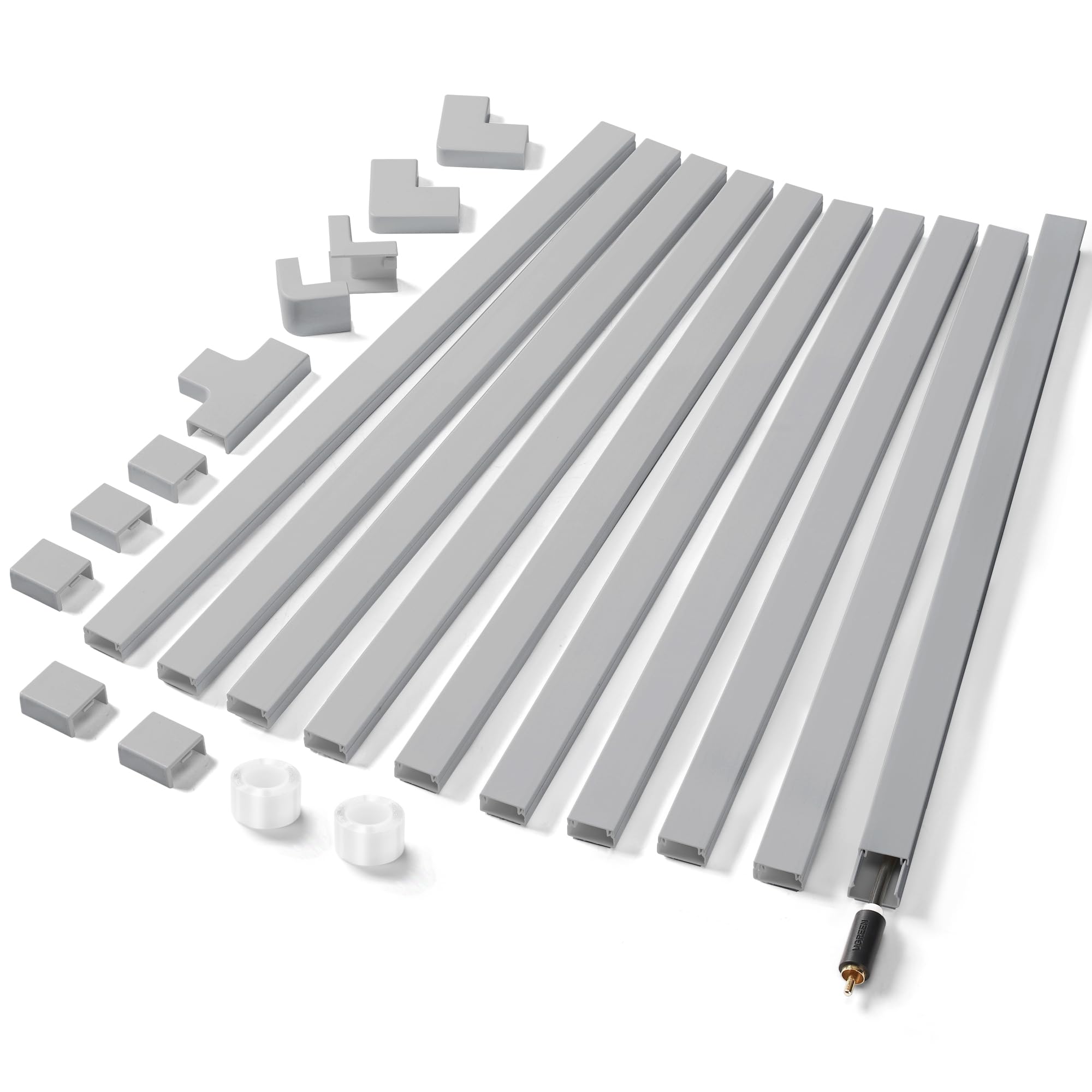 Aoibox  Wall Cord Cover Kit for TV 157 in Paintable Cable Raceway with 10 x 15 7 in Channels Gray Wire Hider
