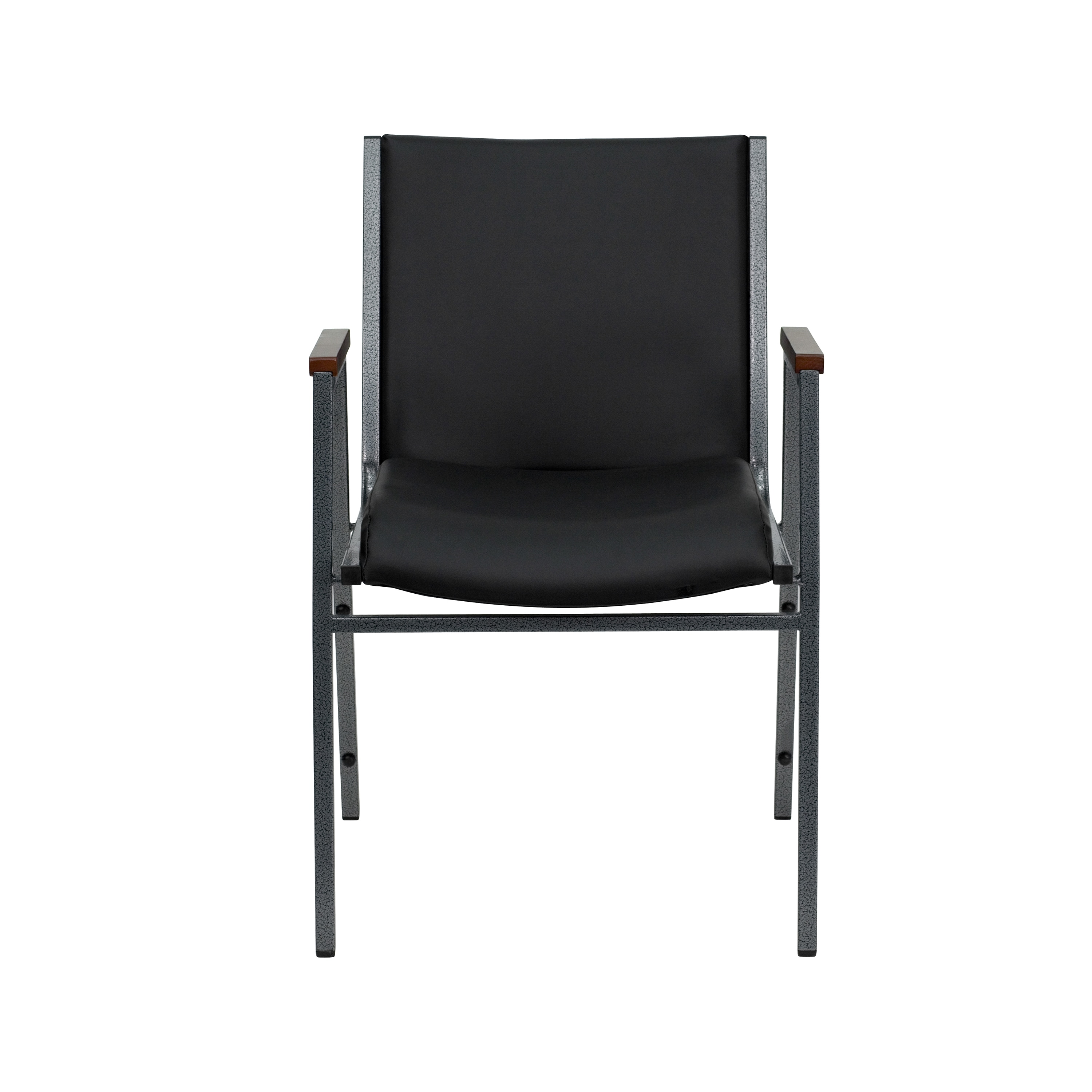 Cherry and Black Vinyl Contemporary Stackable Office Chair