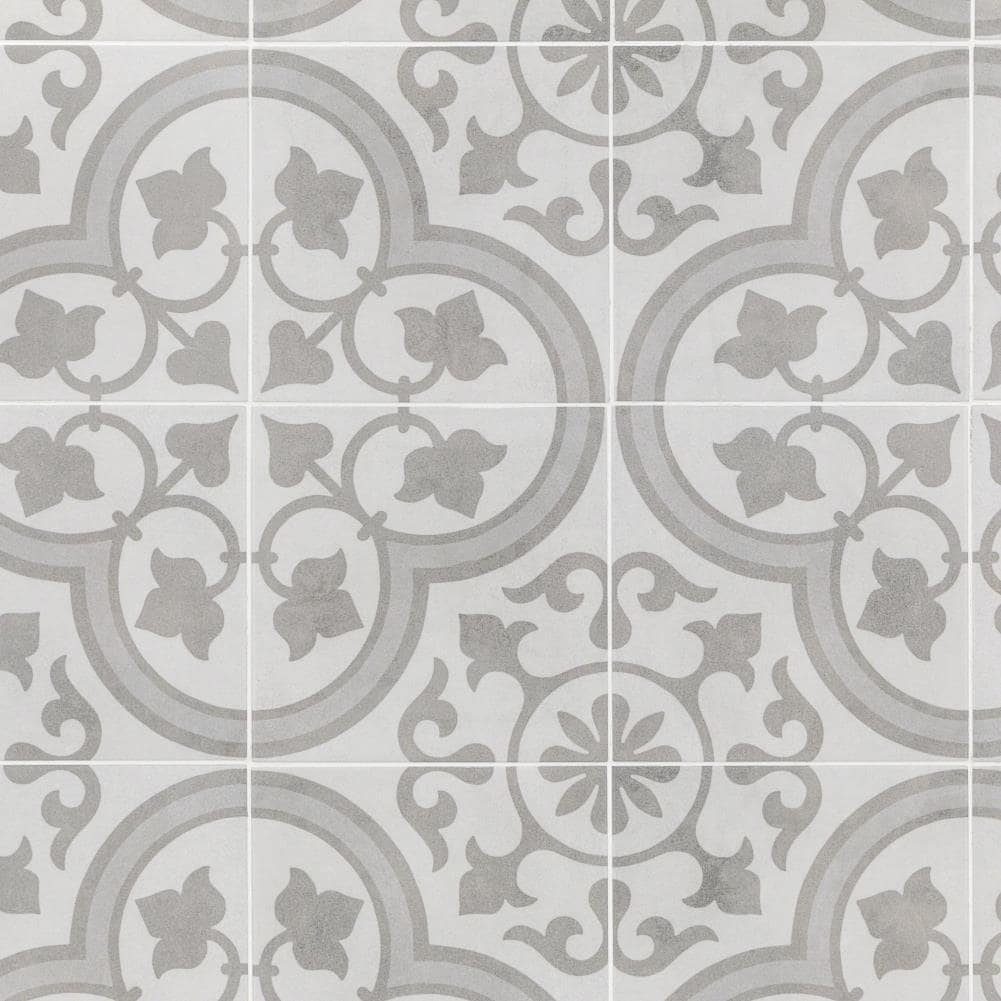 Artmore Tile EXT3RD101332 Cabello Silver Ornate 9-in x 9-in Matte Porcelain Encaustic Tile (6.99-sq. ft/ Carton)