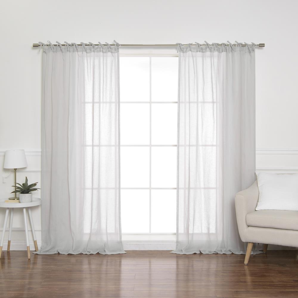 Best Home Fashion 84-in Light Grey Sheer Top Tab Curtain Panel Pair at ...