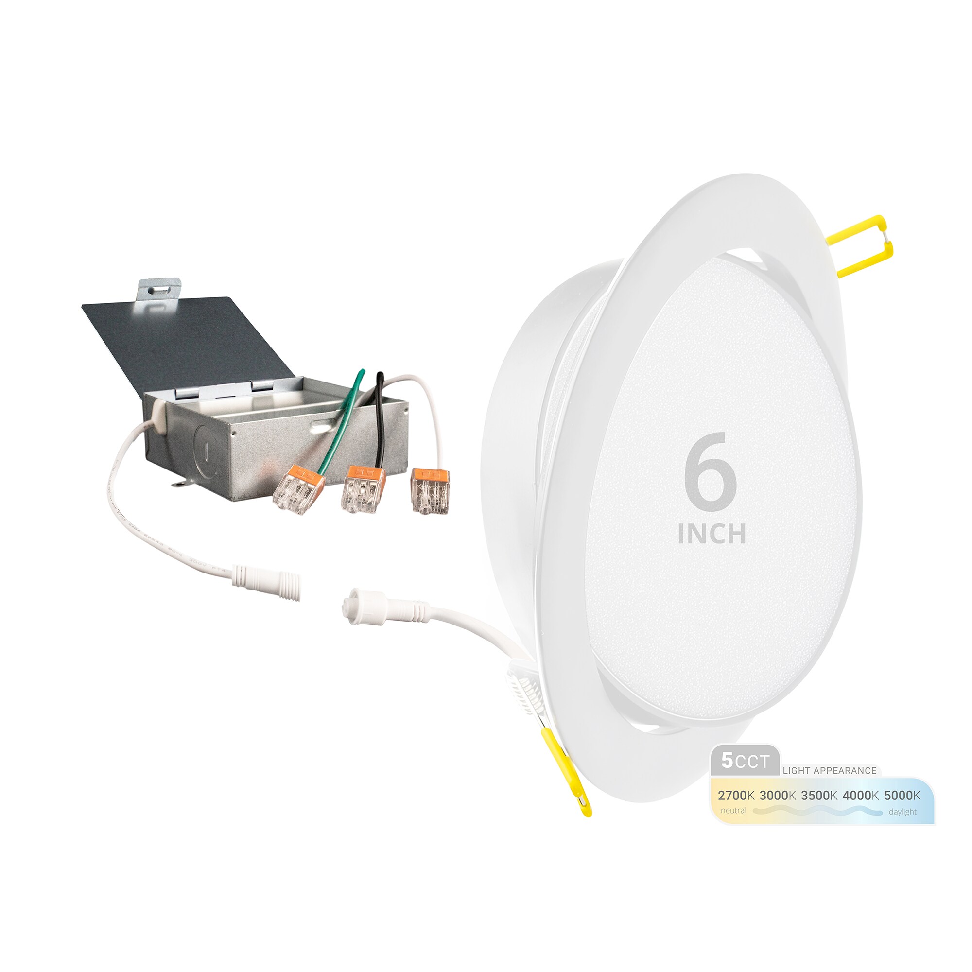 6-Pack White Adjustable 6'' LED Recessed Lighting Kit with Aluminum Trim
