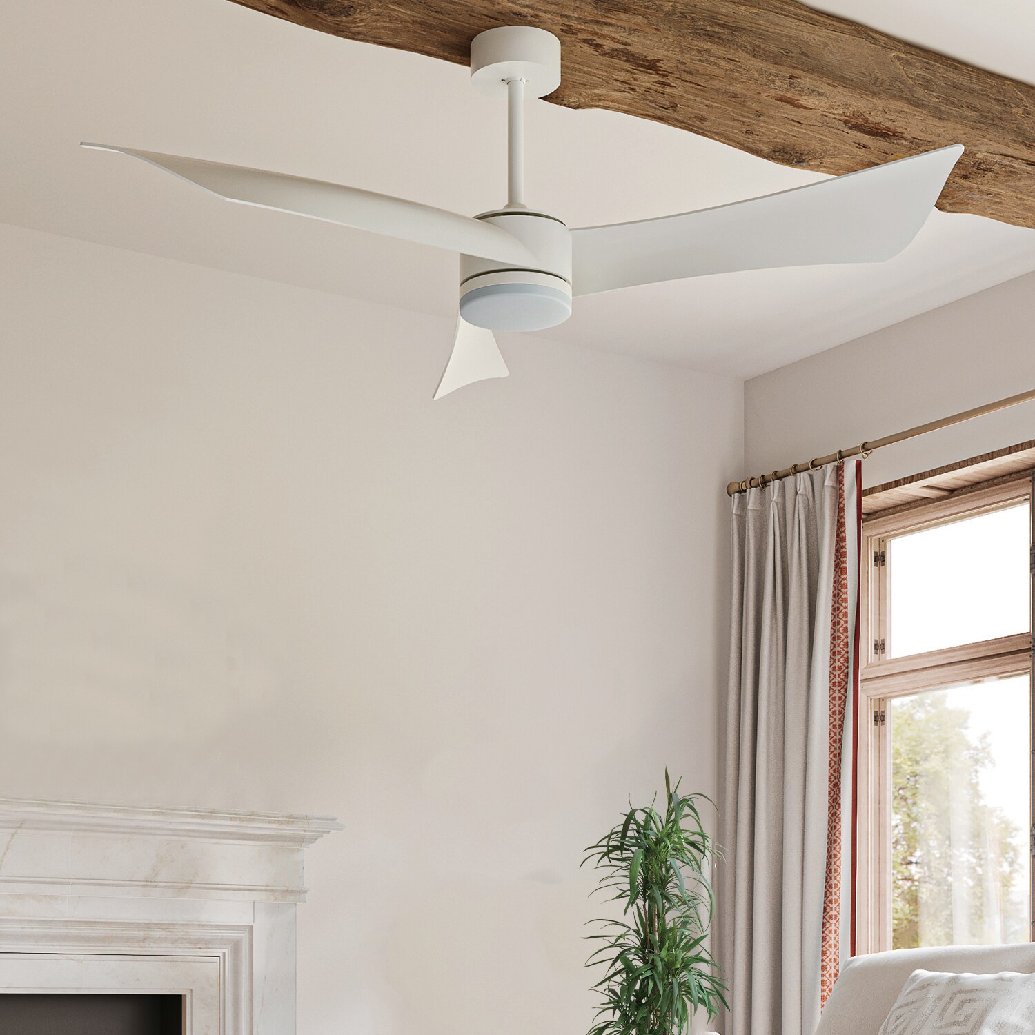 Maincraft 52-in White Integrated LED Indoor Ceiling Fan with Light and ...