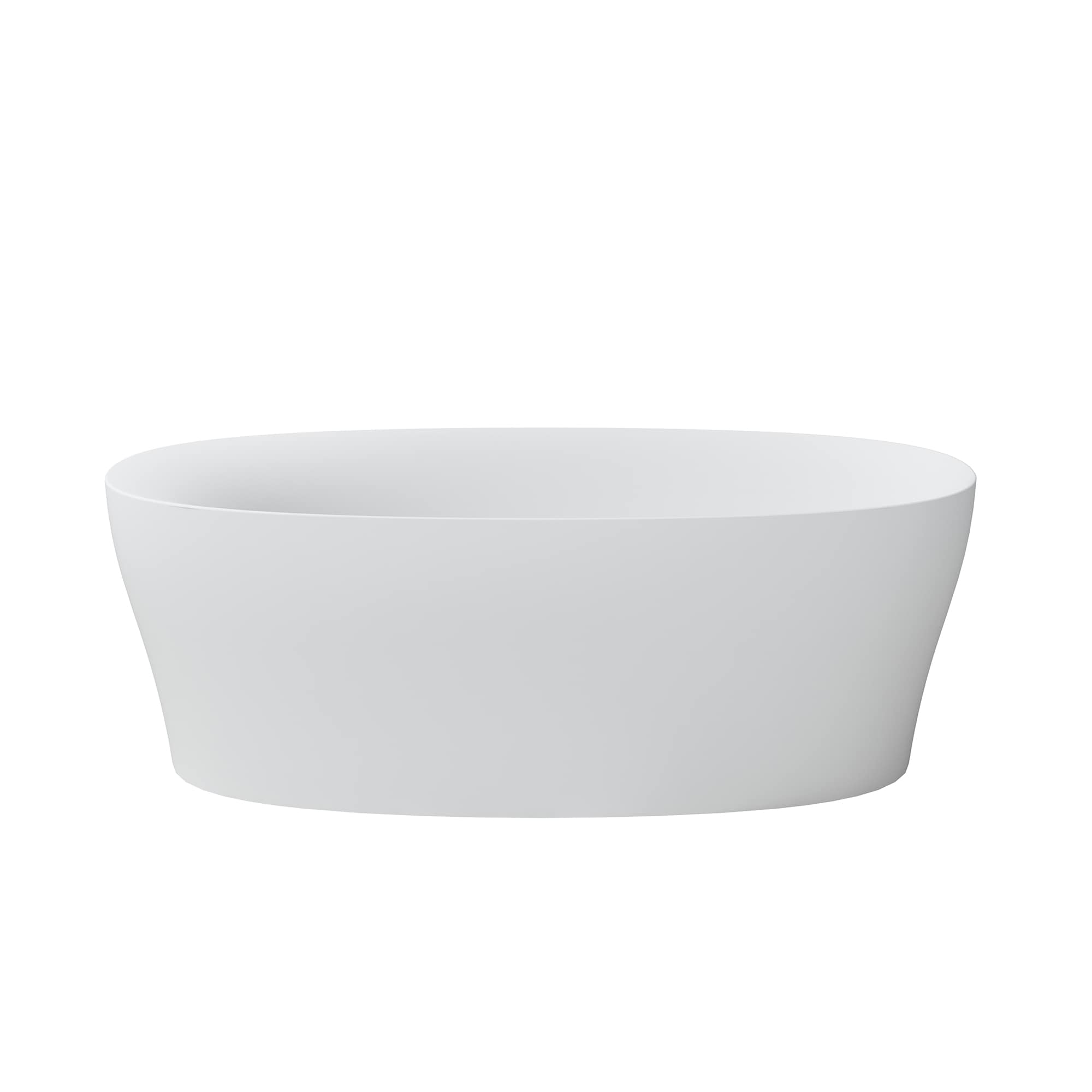 CASAINC CA-1072-SF63MW Laguna Beach 29.92-in x 62.99-in Matte White Solid Surface Oval Freestanding Soaking Bathtub with Drain ( Center Drain )