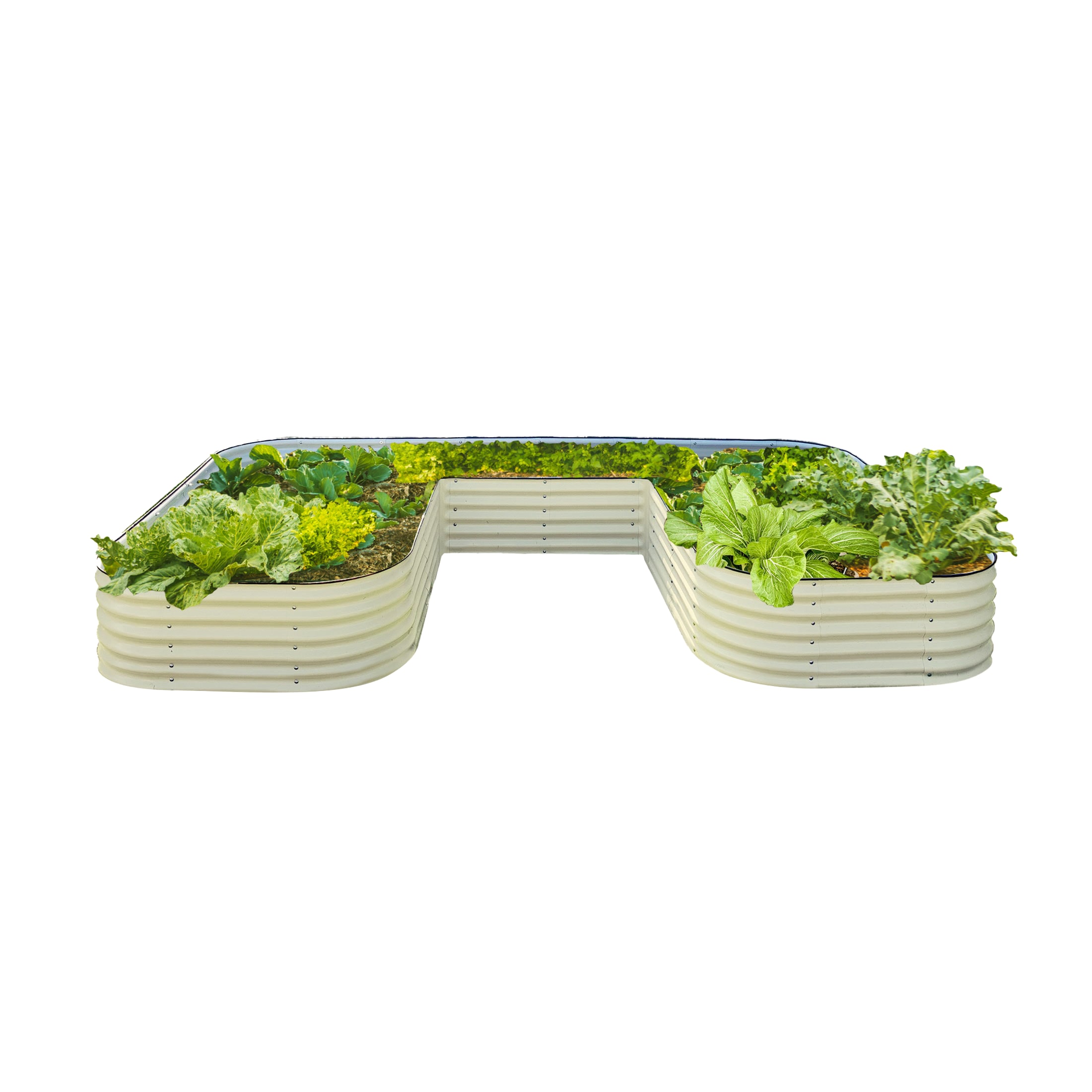 Vego Garden VBUJB17W 92-cu ft 84-in W x 138-in L x 17-in H Pearl White Galvanized Metal Raised Garden Bed