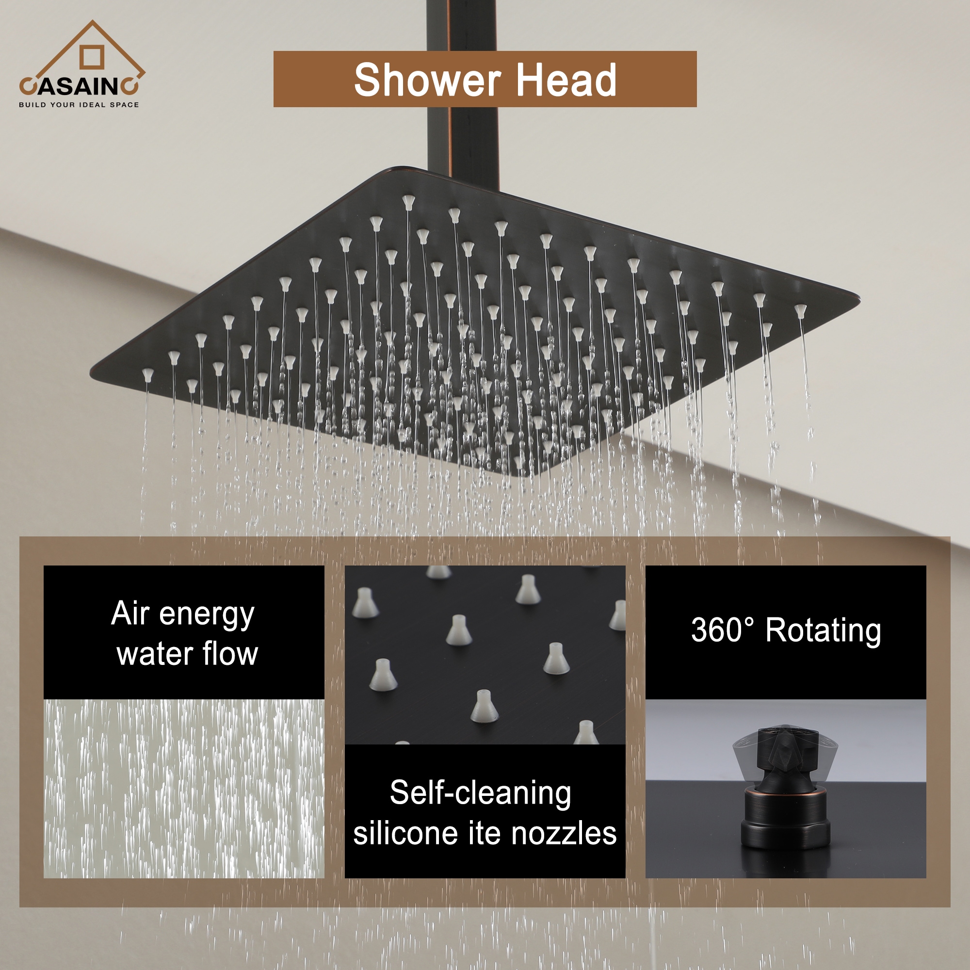 CASAINC OY-93A1203-MB Showerhead-Bar-Panels - View #6