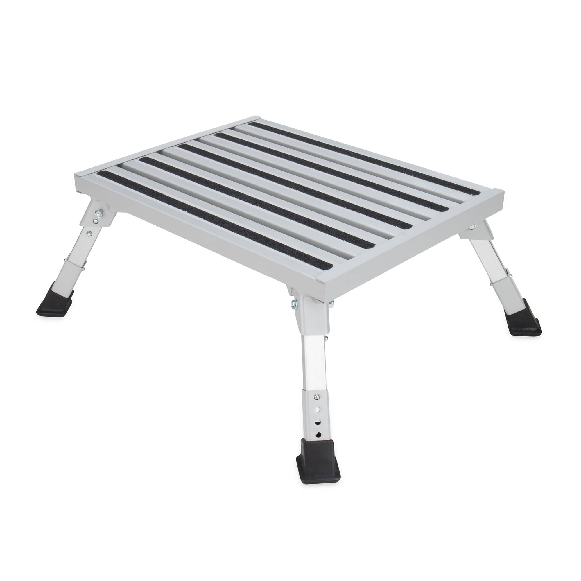 CAMCO Folding Aluminum Step Stool Adjustable Height for RV and Trailers - Silver #415473