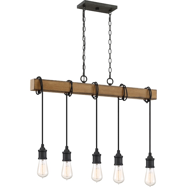 Quoizel Mesquite 5-Light Weathered Black with Faux Aged Walnut Farmhouse Chandelier Quoizel Mesquite 5-Light Weathered Black with Faux Aged Walnut Farmhouse Chandelier
