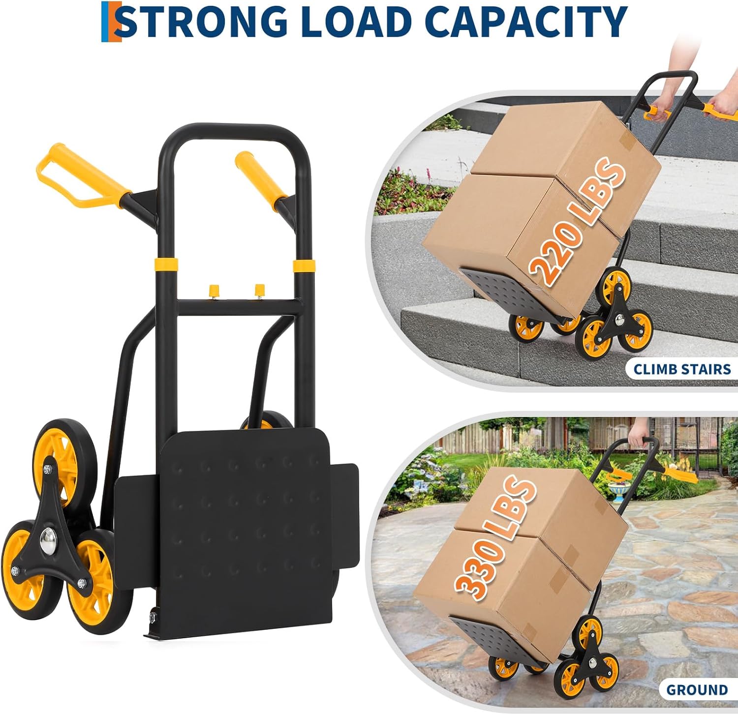 Qeetex Stair Climbing Cart-330lb Heavy Duty Hand Truck with 6 Wheels ...