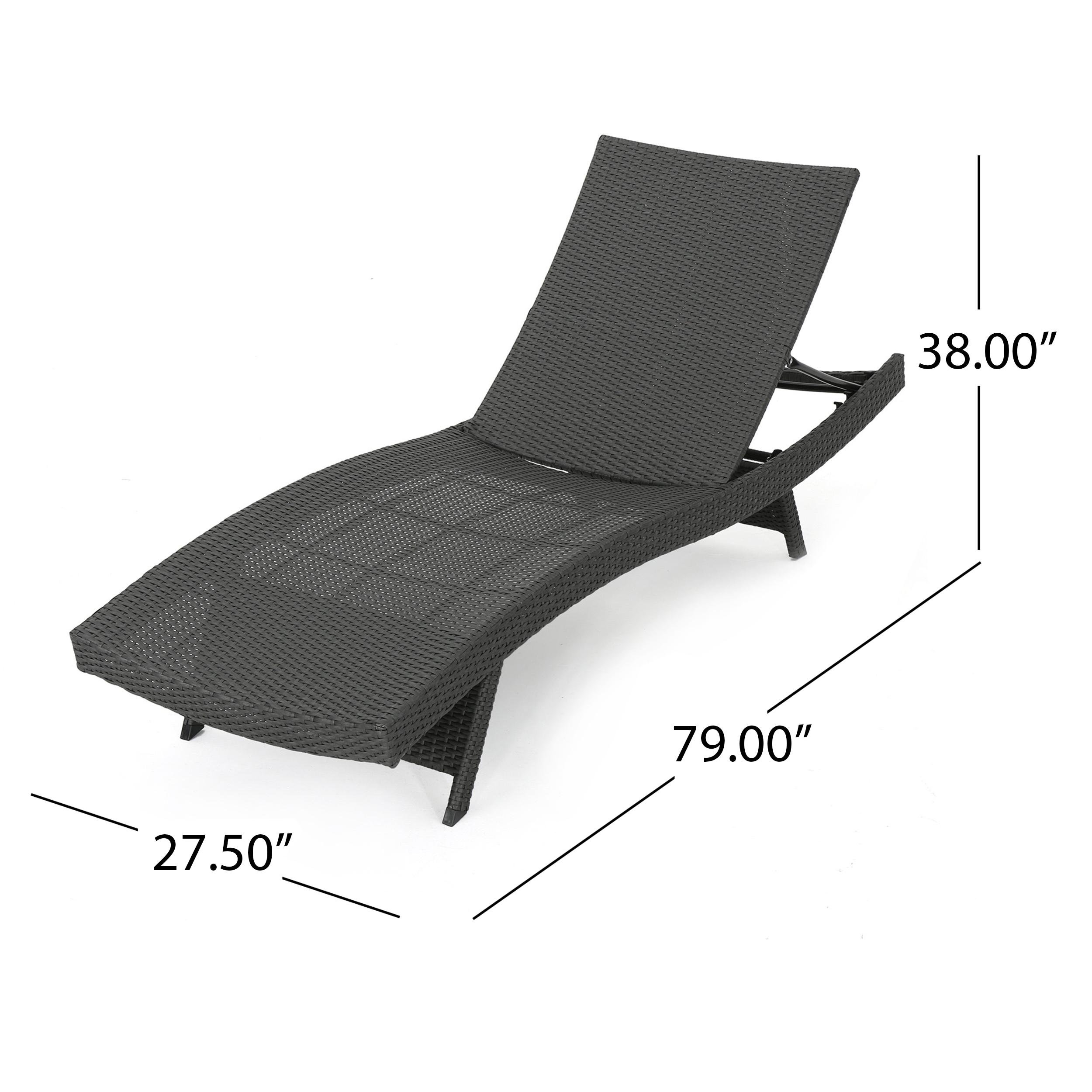 Gray Wicker Adjustable Outdoor Chaise Lounge with Iron Frame