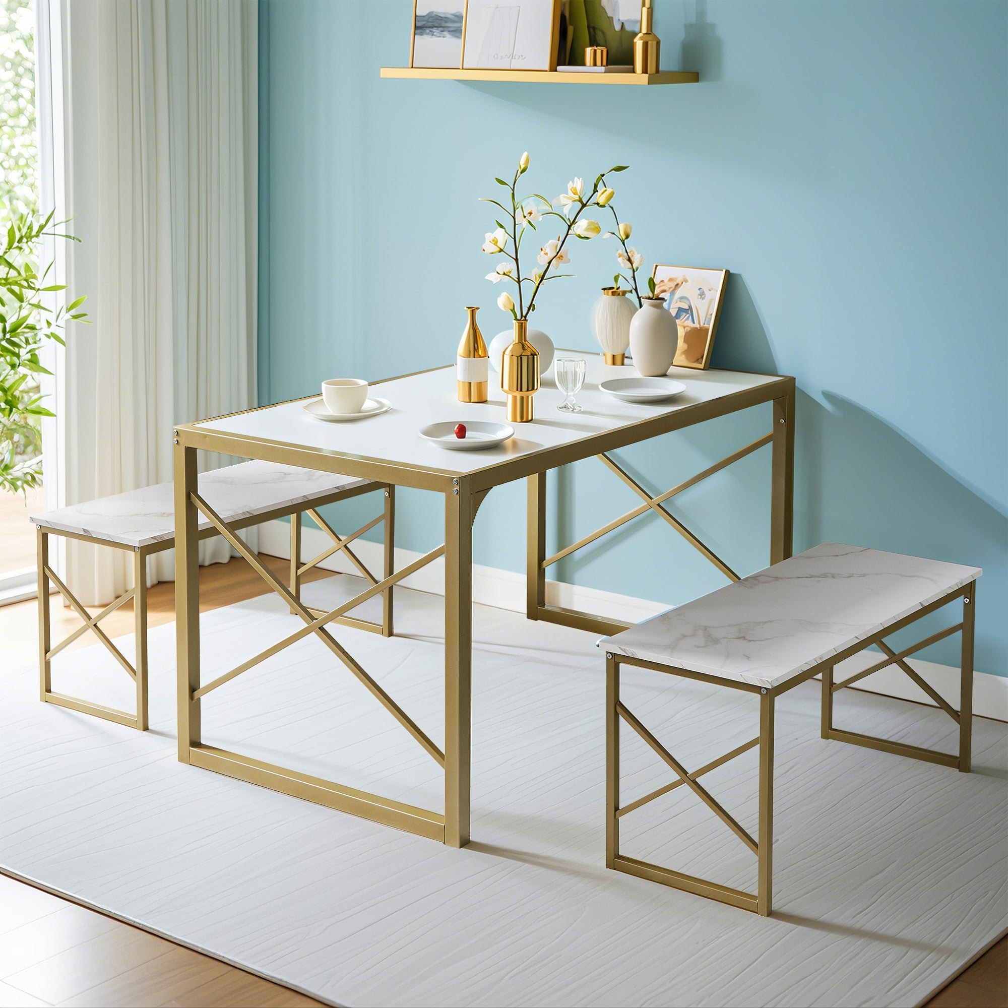 Vecelo LOE-TC15-GLD-140 Dining-Sets - View #2