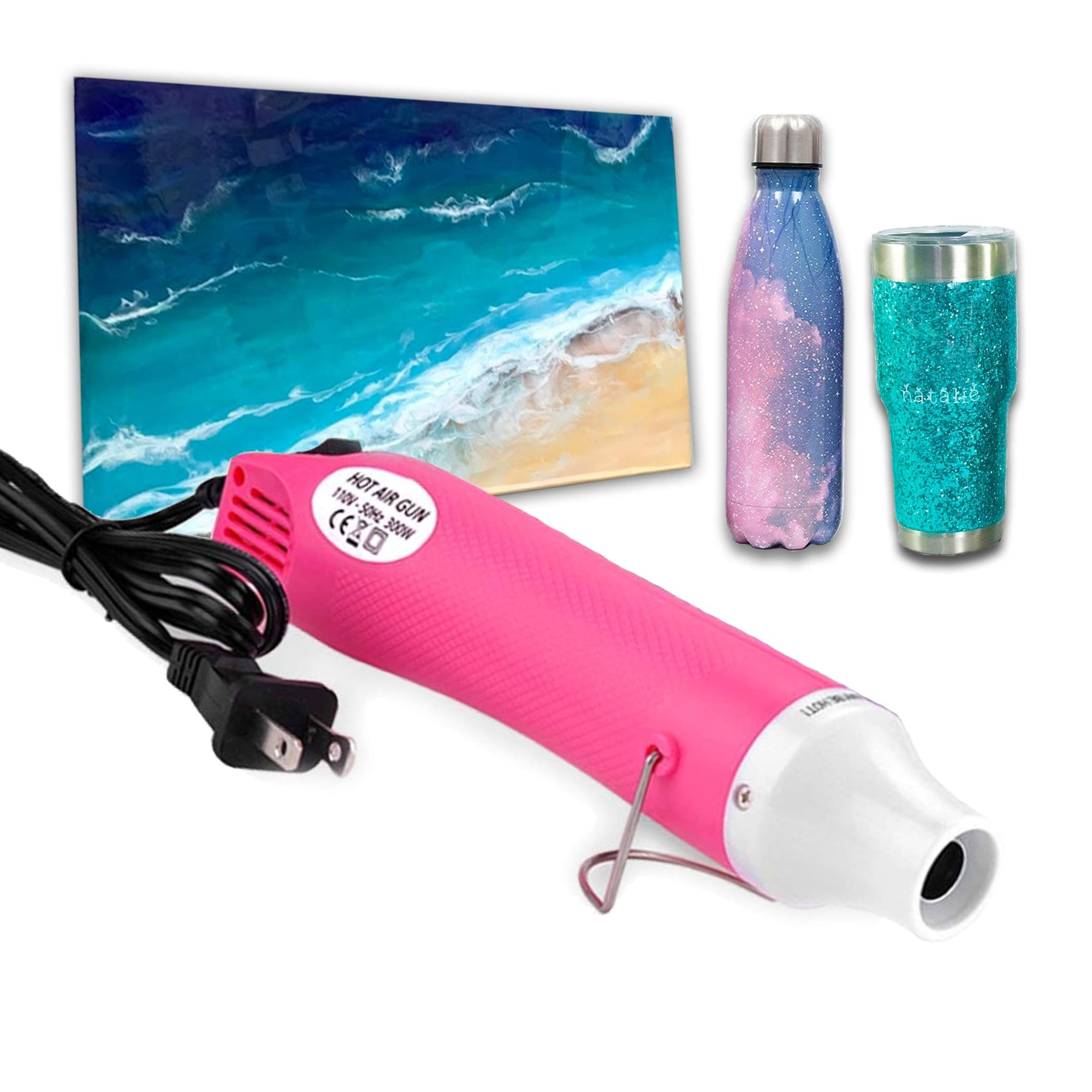 SenQWFa  Bubble Removing Tool for Epoxy Resin and Acrylic Art Heat Gun for DIY Glitter Tumblers and Acrylic Resin Travel Mugs in Pink