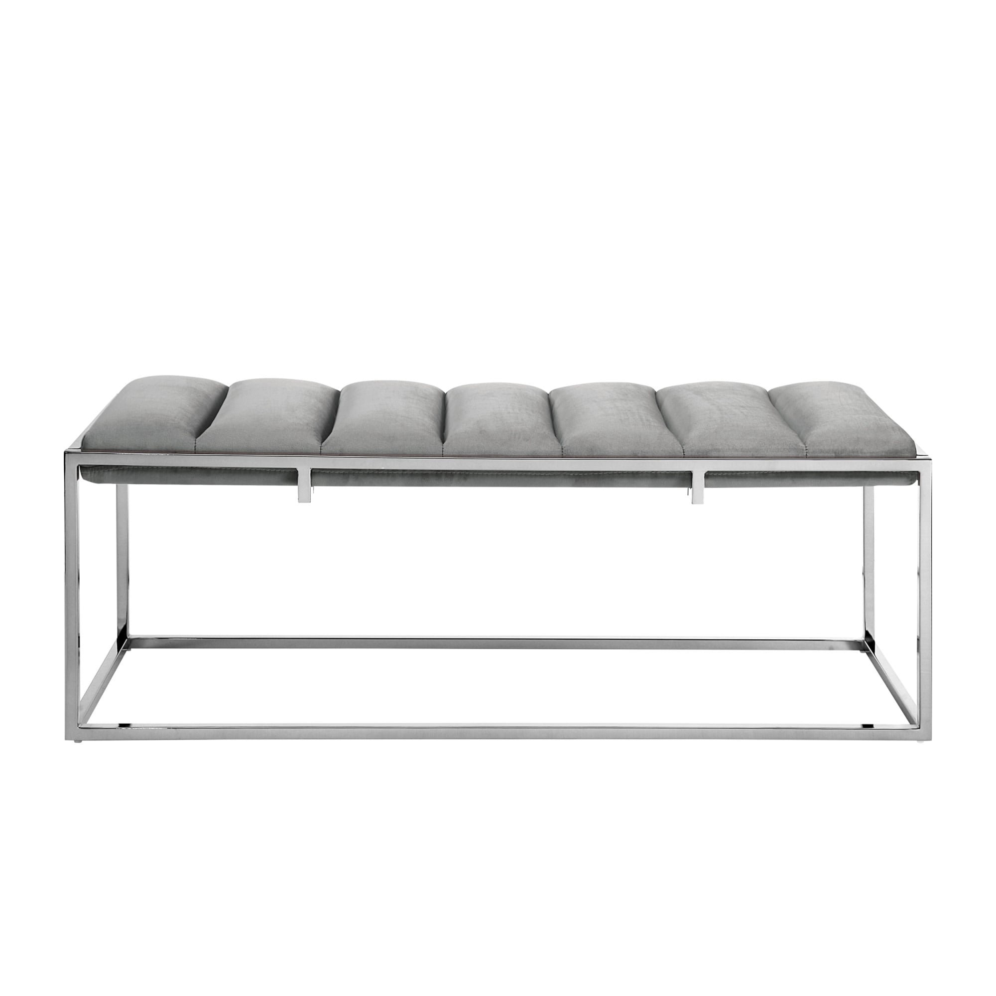 Nicole Miller NBH118-02GS-LS Judson Modern Grey/Chrome Accent Bench 50-in x 16.5-in x 18.5-in