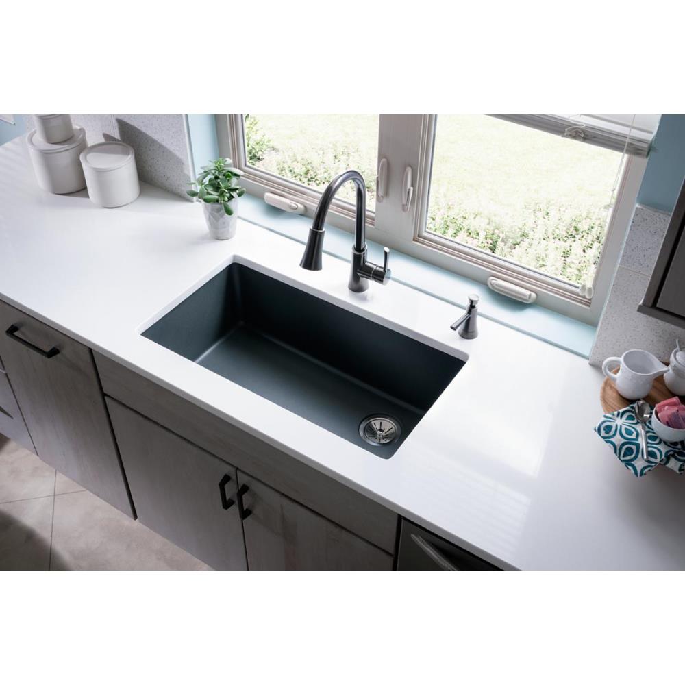 Elkay Quartz Classic Undermount 33-in x 18.768-in Greige Quartz Single ...