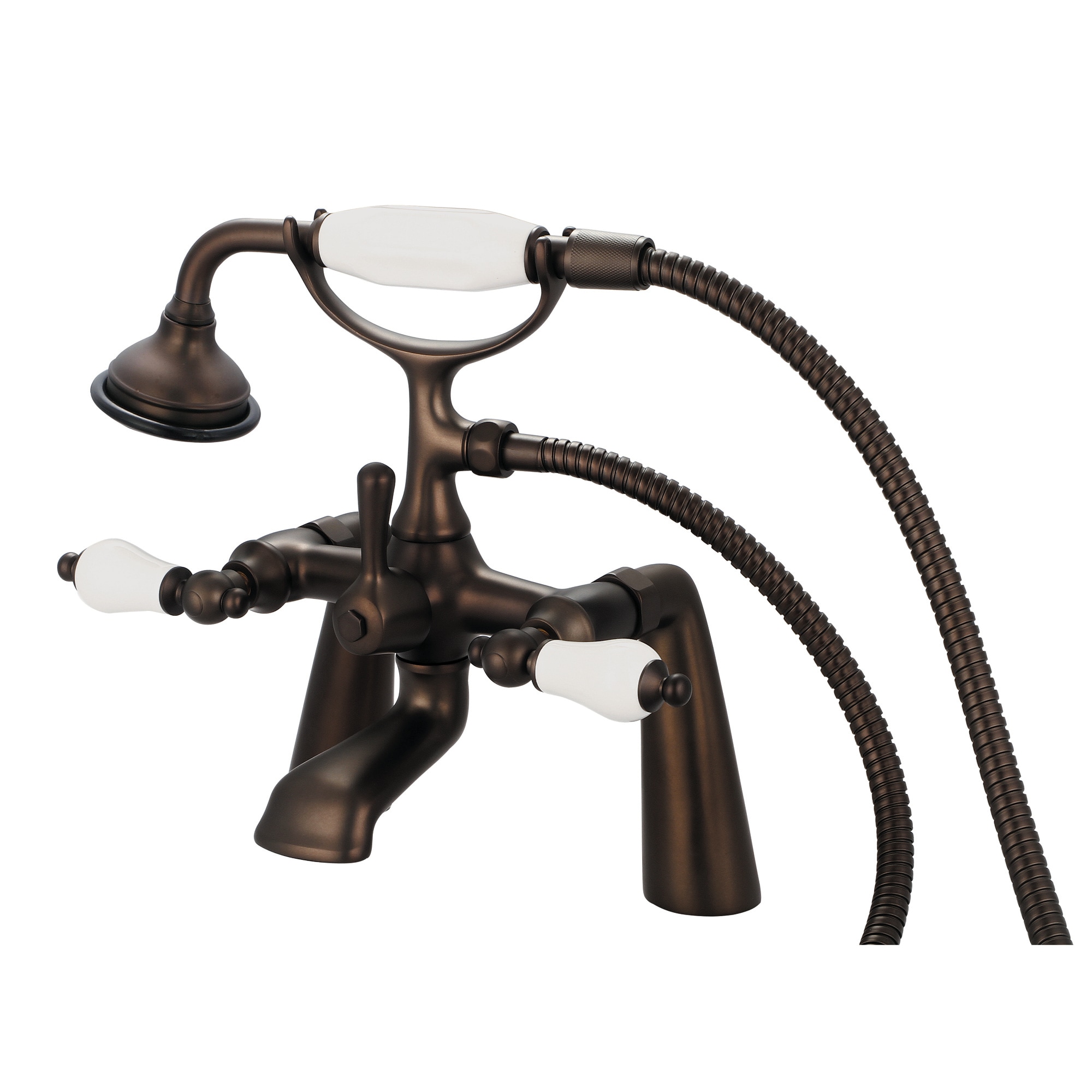 Water Creation F6-0003-03-PL F6 Oil Rubbed Bronze 3-handle Deck-mount Roman Waterfall Bathtub Faucet with Hand Shower ( Valve Included )