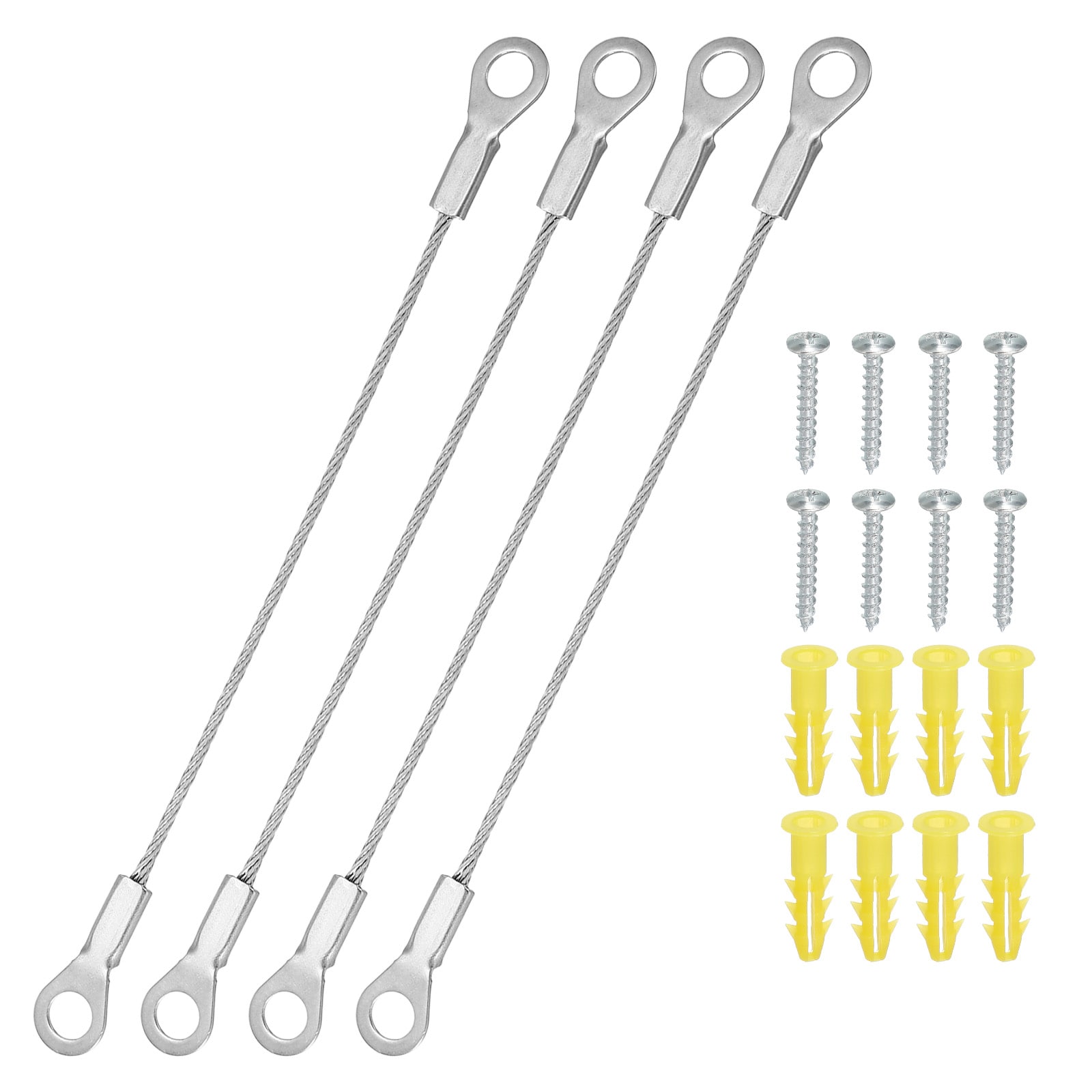 PATIKIL Cabinet Door Restraint 4inch 4pcs Stainless Steel Hinge Limiter Cable Opening Angle Protector 1.5mm Dia with Mounting Screws for Limiting Chest Cupboard Door Swing