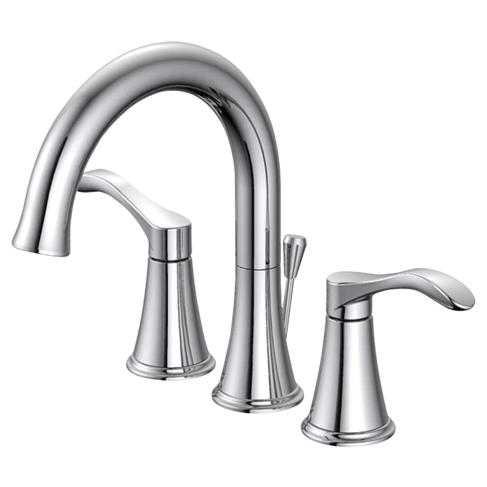 EZ-FLO 10713 Chrome 4-in centerset 2-handle WaterSense Mid-arc Residential Handle Bathroom Sink Faucet with Drain