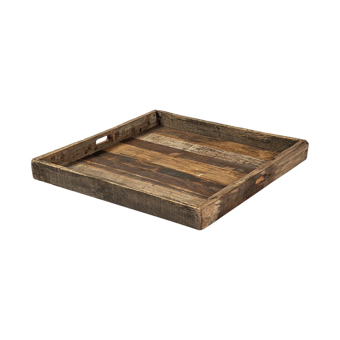 HomeRoots 376043 Natural Brown Reclaimed Wood with Grains and Knots Highlight Tray