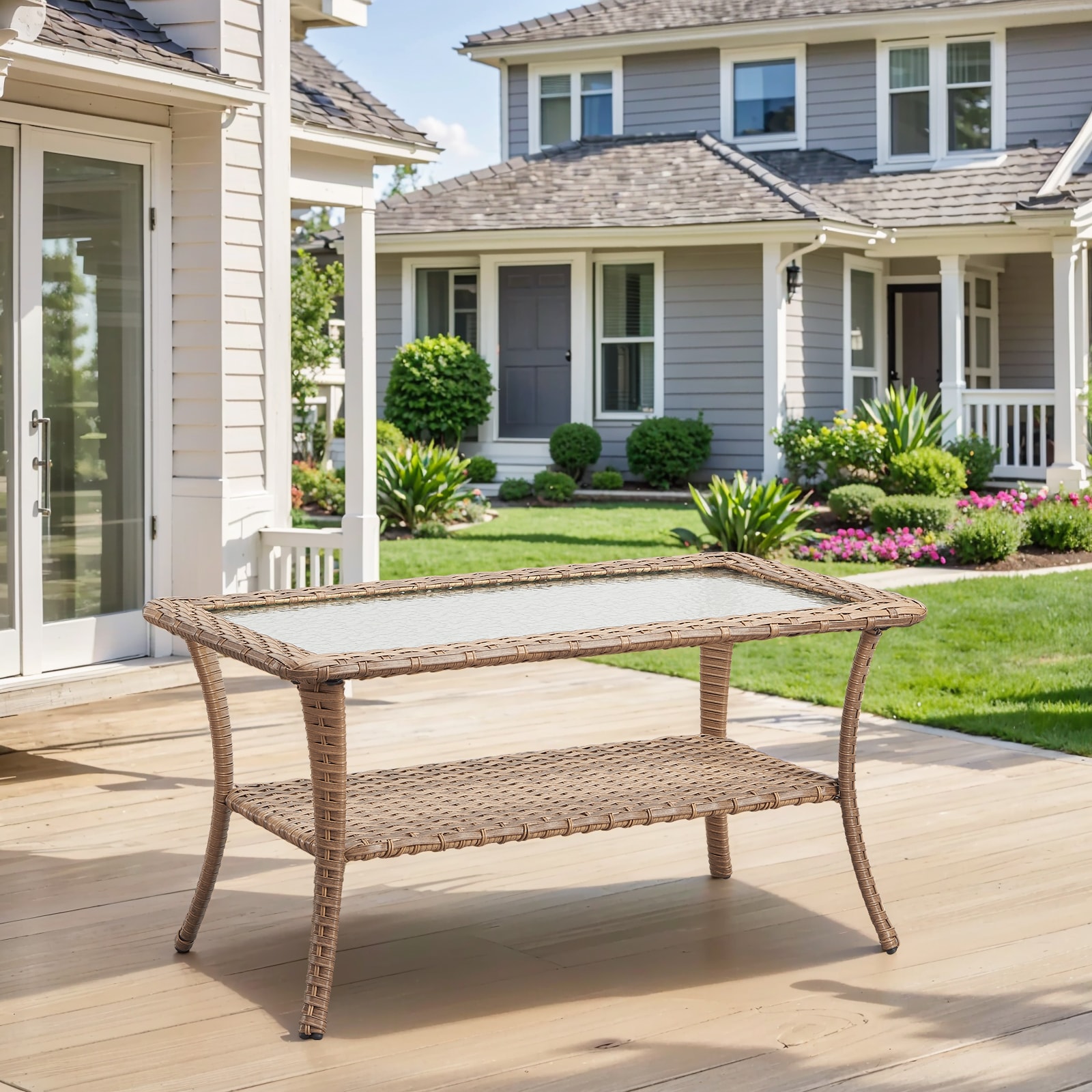  PA113 PATABLE-T Rectangle Wicker Outdoor Coffee 20-in W x 40-in L