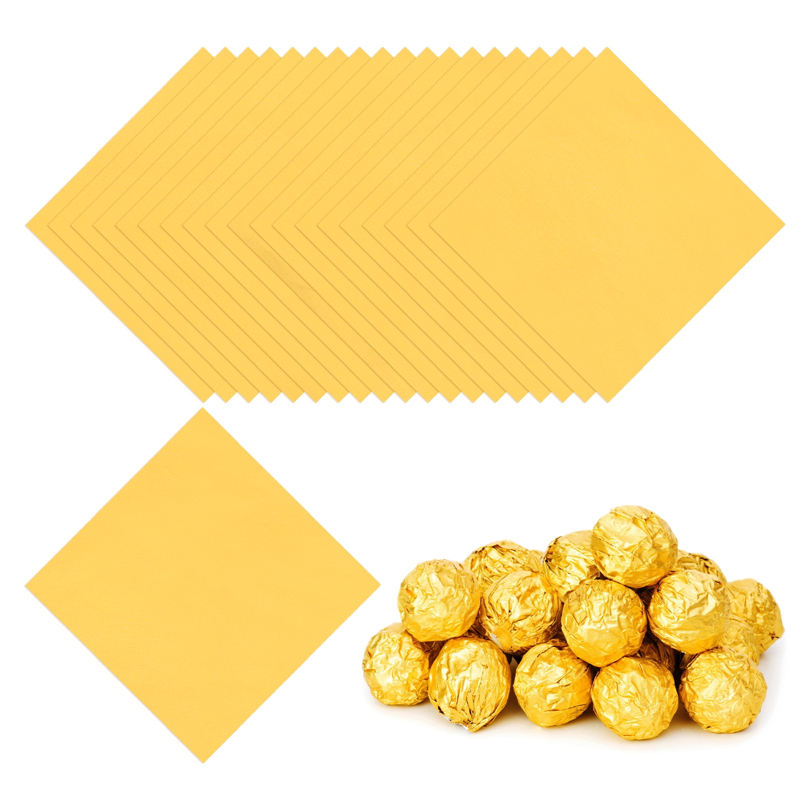 PATIKIL Foil Candy Wrappers 4.7x4.7inch 100pcs Square Glossy Aluminium Foil Candy Wrapping Paper for DIY Chocolate Candies Packaging Decoration Gold #S26042200UX3795