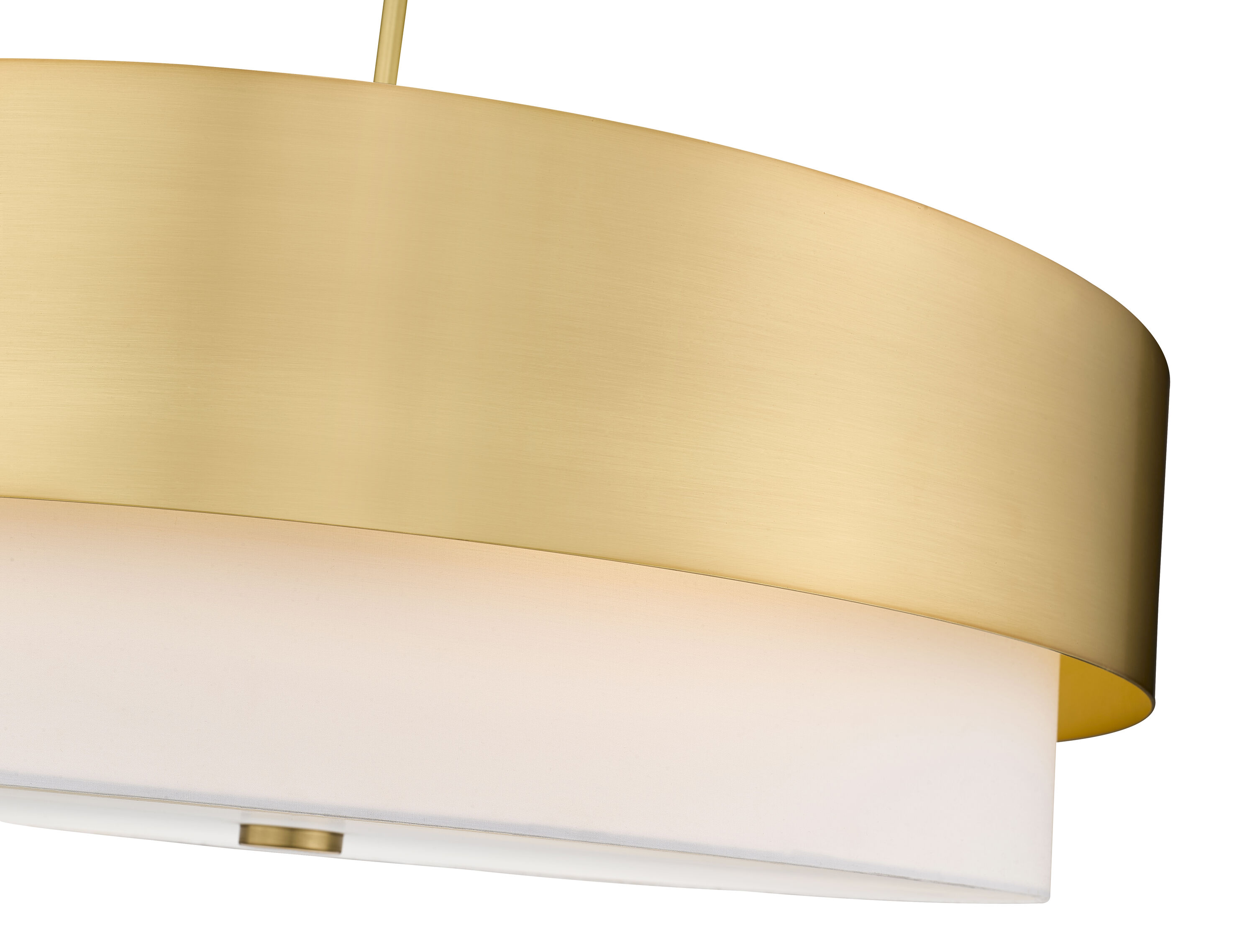 Modern Gold 32" Drum Chandelier with White Fabric Shade